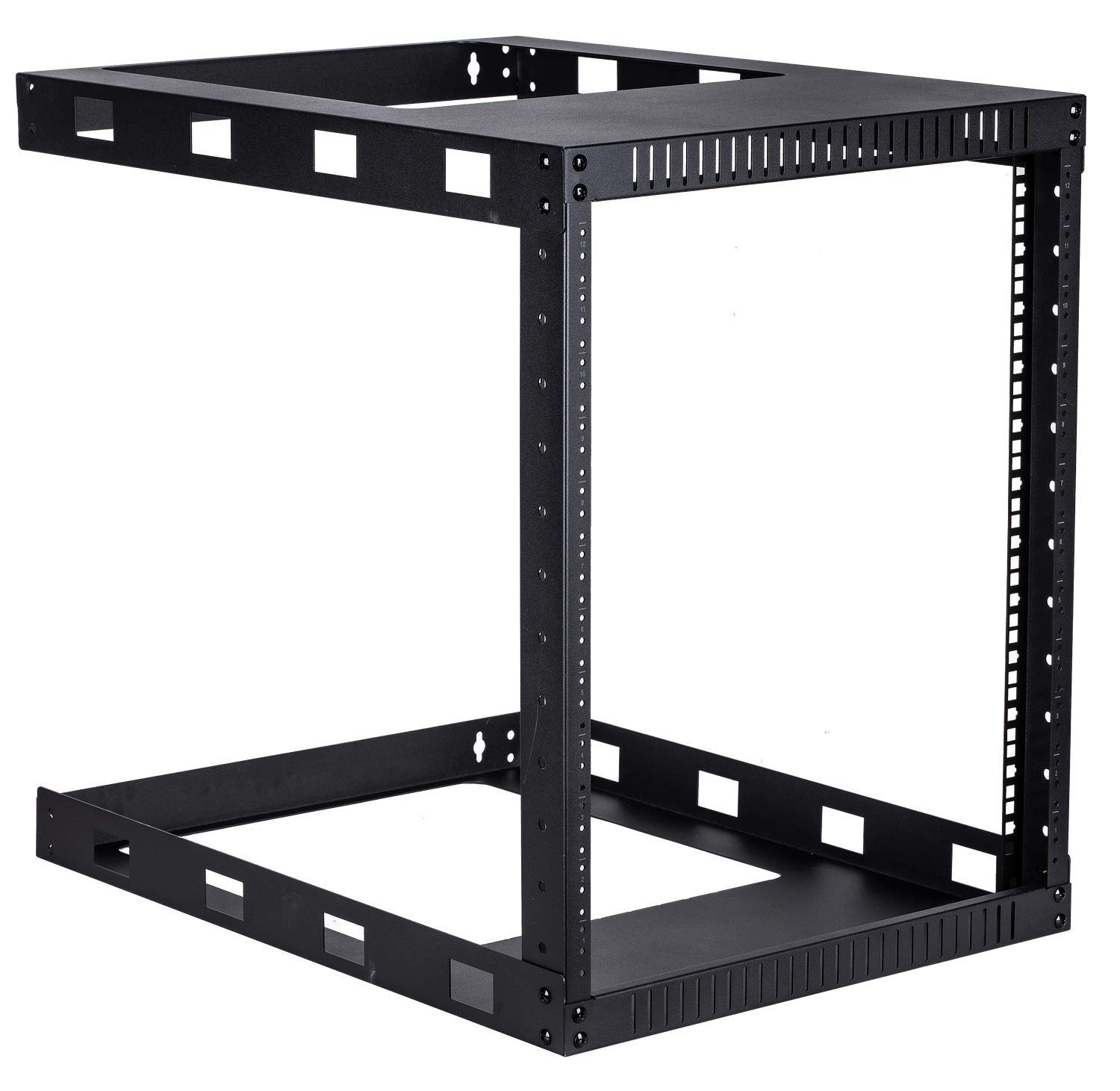 Kenuco Black 9U Wall Mount Open Frame Steel Network Equipment Rack 24 Inch Deep - Black - 9U Deep - 