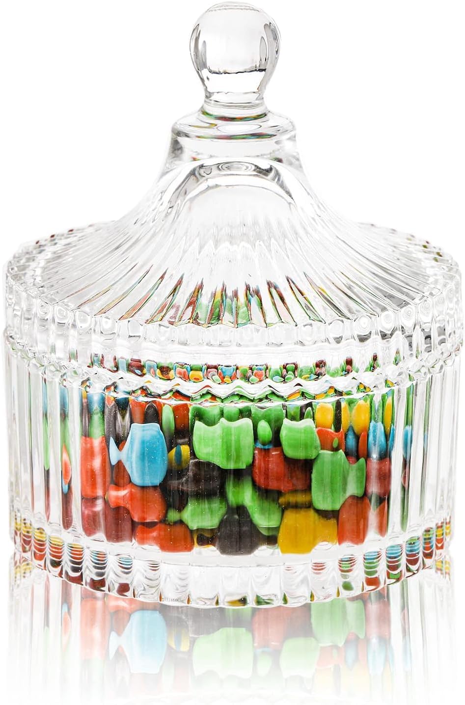 Youeon Set of 4 Glass Candy Dish with Lid, Crystal Decorative Candy Bowl, Cookie Jar, Jewelry Dish, Small Glass Covered Jars for Buffet, Kitchen, Home, Office Desk - Image 4