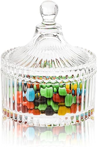 Miniatura 4 de Youeon Juego de 4 tarros de vidrio con tapa, tarro de caramelo de cristal, cuenco decorativo, tarro de galletas, plato de joyería, pequeños tarros