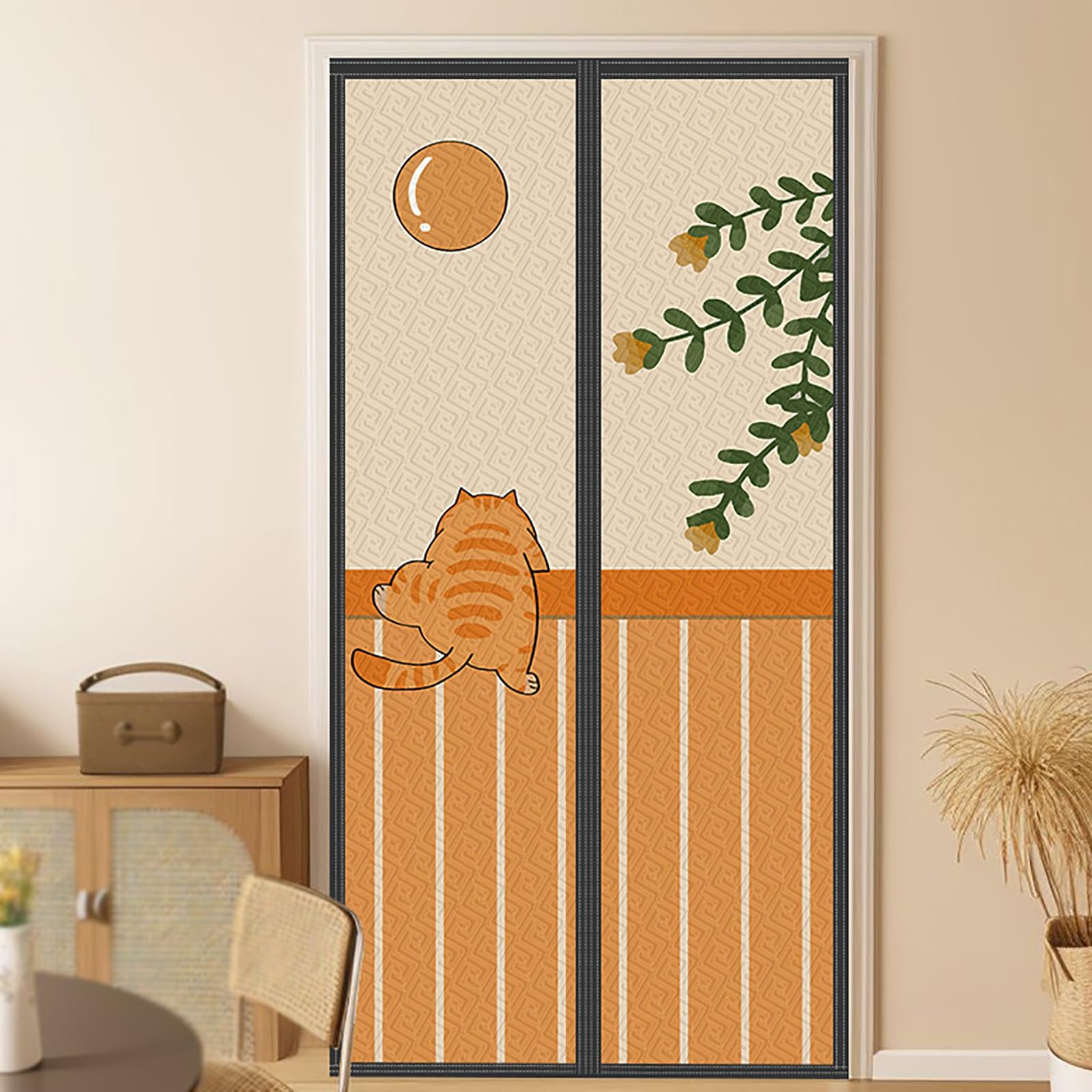 VFDVSWZSA door curtain, Heat Preservation and Windproof, Sound Insulation and Noise Reduction, Punch-free Installation(Moon,95 * 220cm/37.4 * 86.6in)