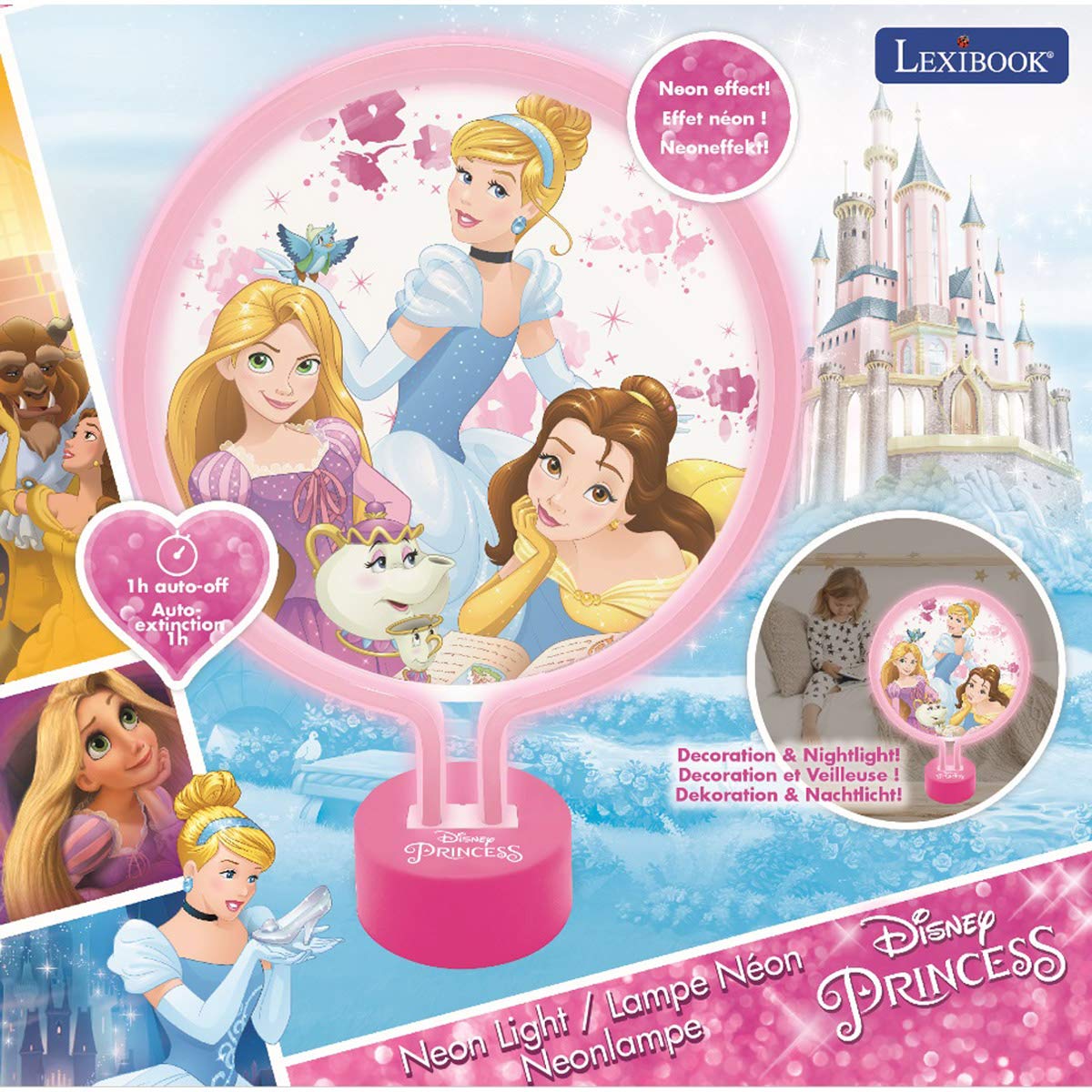 Disney Princess Neon Lamp, Kid Bedroom Nightlight, Colour