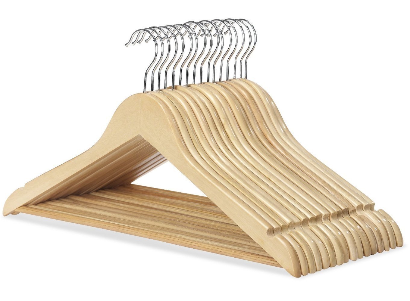 Wooden Coat Hangers Suit For Garment Clothes Wardrobe Trouser New (Pack Of 20)