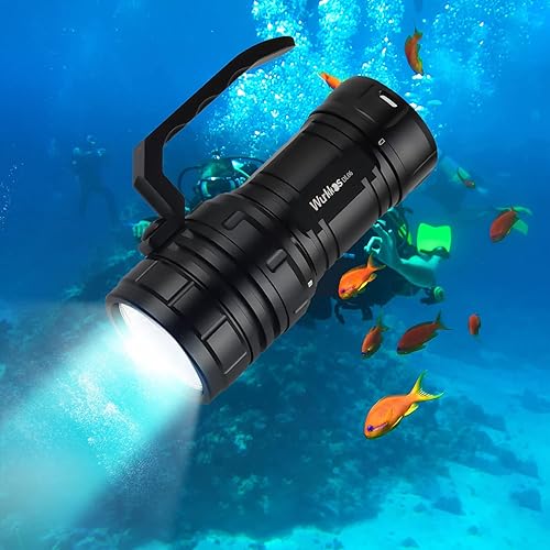 Wurkkos Linterna de buceo DL06 Max de 15000 lúmenes, luz de buceo de ángulo de haz de 100 con 6 XHP50.2, linterna de buceo impermeable IPX8 de