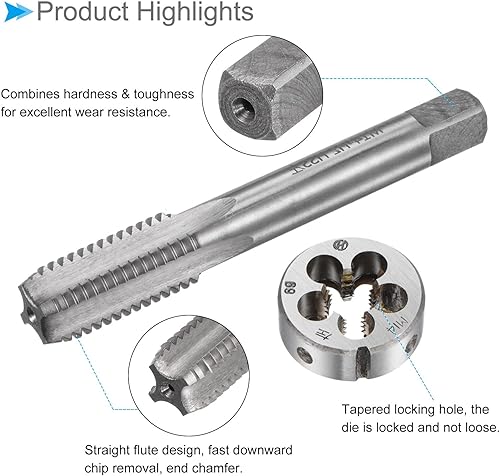 Miniatura 4 de CoCud Juego de roscas y troqueles, rosca M14 x 2, rosca izquierda métrica de acero de alta velocidad y kit de herramientas de troquelado redondo
