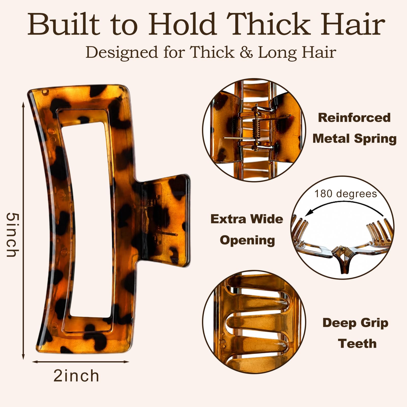 Jumbo Leopard Claw Clips - 4 Pack -3 Jumbo Leopard Claw Clips - 4 Pack -3