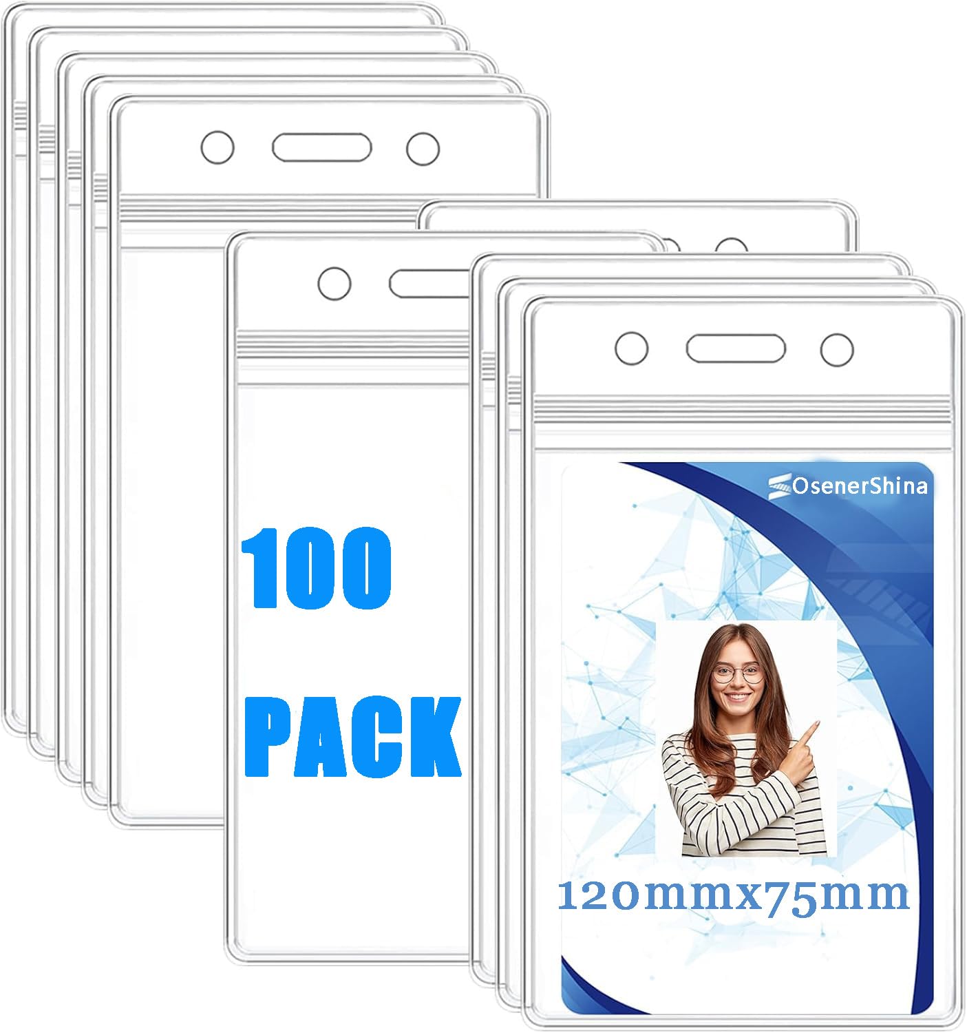 Id Card Holders Badge Holders Vertical 100pcs Name Tag Holder Clear Badge ID Card Holders Waterproof Plastic Holders