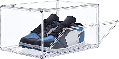 Cajas de zapatos transparentes de acrílico, cajas apilables para zapatos deportivos de alta gama, caja de exhibición 360 totalmente transparente con