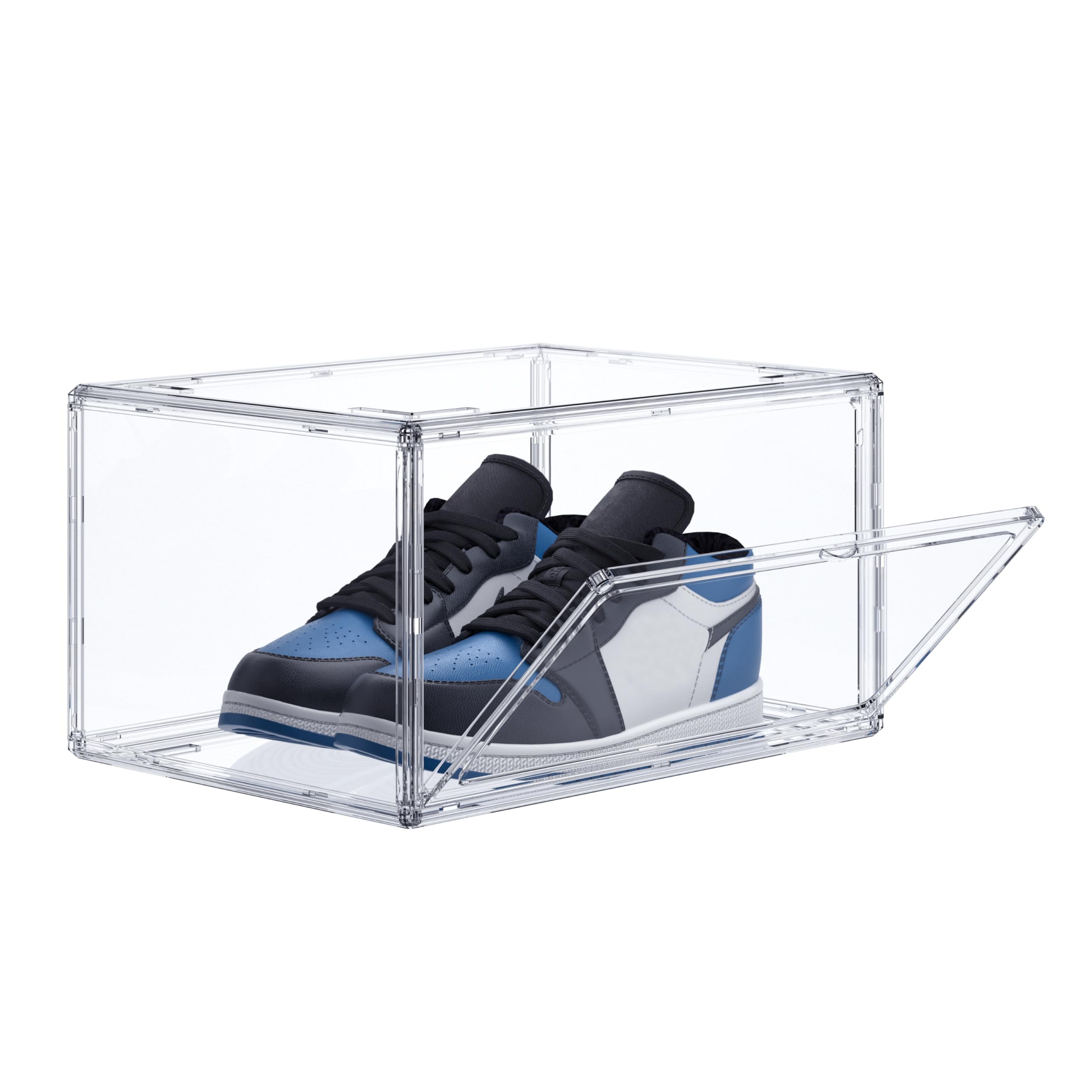 HIYOHIYO Acrylic Clear Shoe Storage Boxes Stackable for High-end Sports Shoes 360° Fully Transparent Display Box with Magnetic Door Suitable for Ankle Boots High Heels Size 14 (1-Pack)