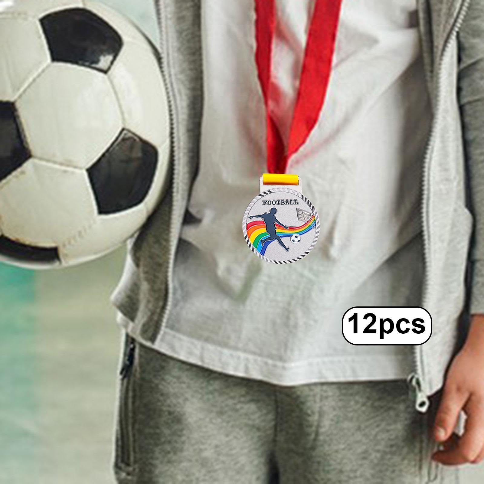 12 Stück Auszeichnungsmedaille Sportmedaille Fußballmedaille Siegesmedaille aus Widerstandsfähigem Metall mit Individuelle Gravur für Schulsportfeste