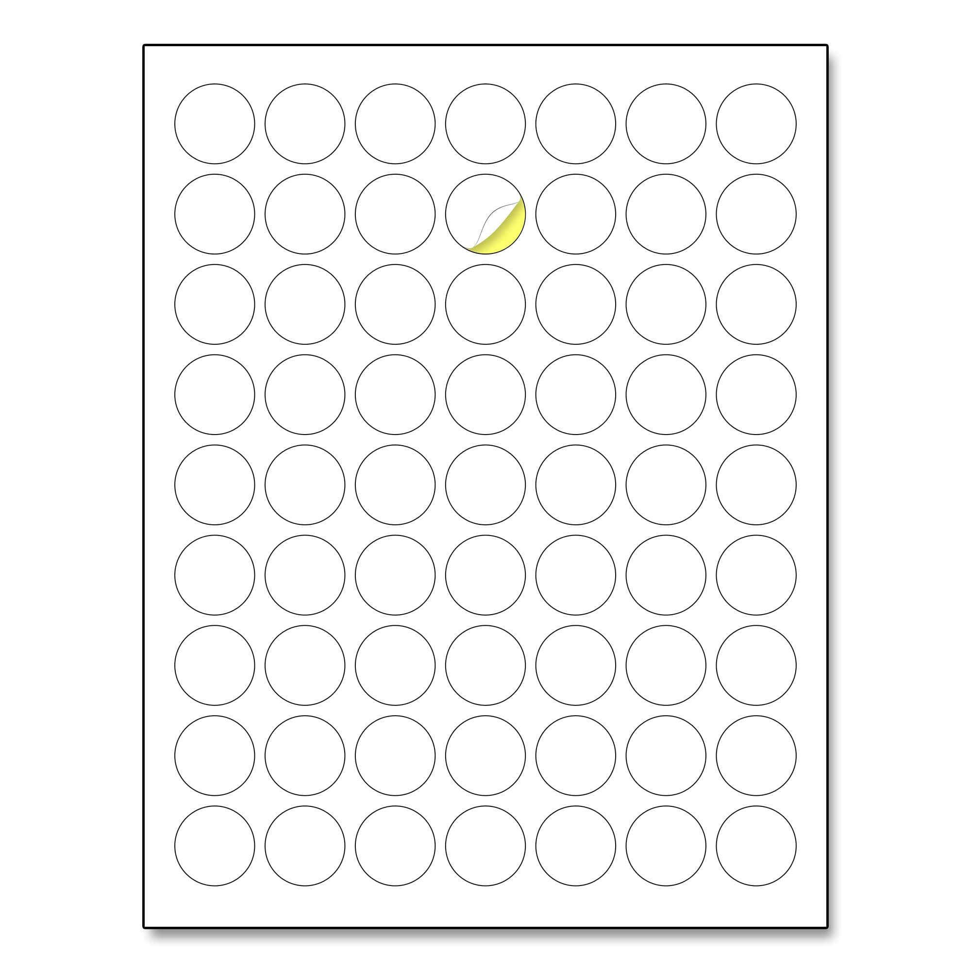 1" Round Matte White Sticker Label, Laser/Inkjet Printing - Letter Size, 200 Sheets