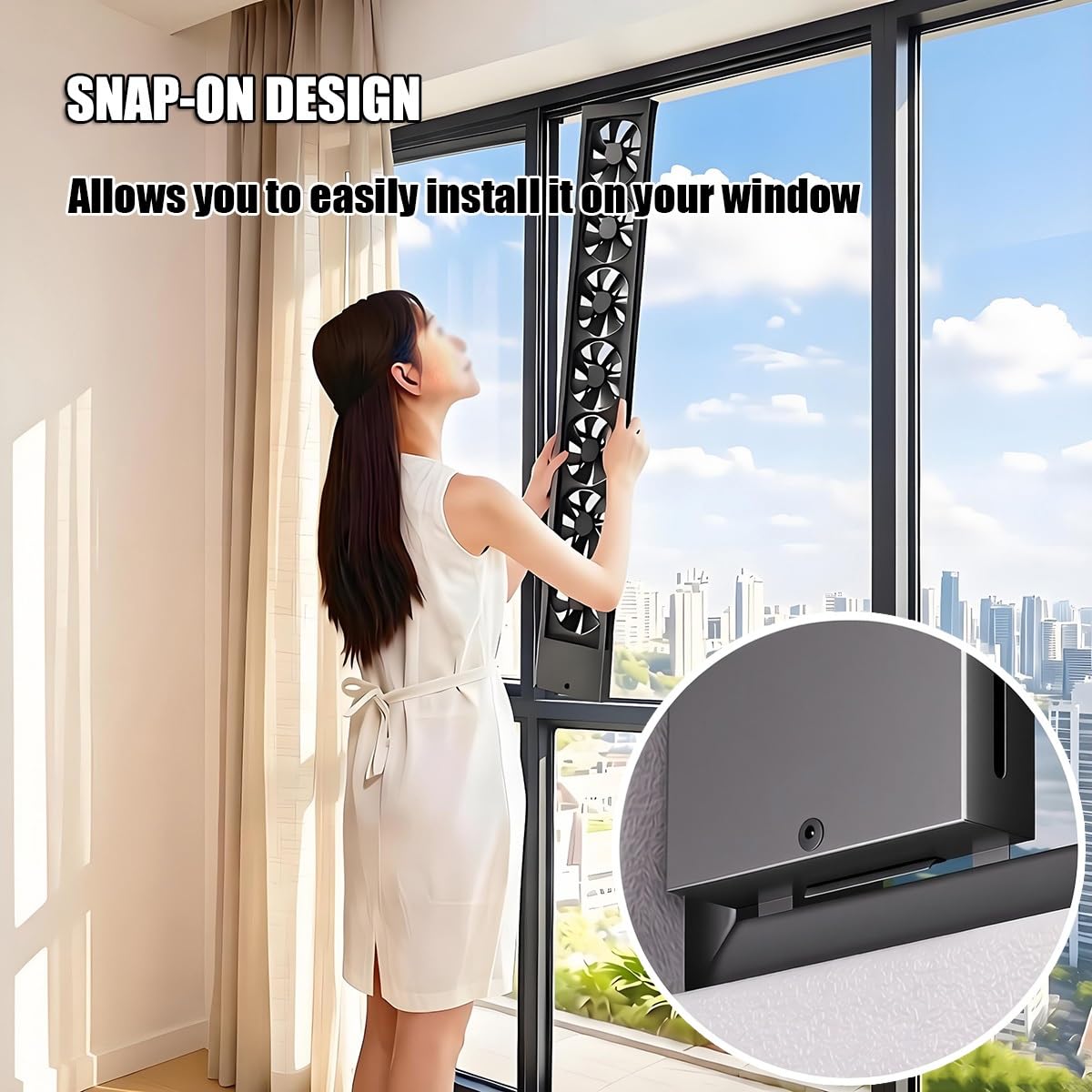 Ventilateur de Fenêtre Rétractable pour chambre, salle de bain et cuisine