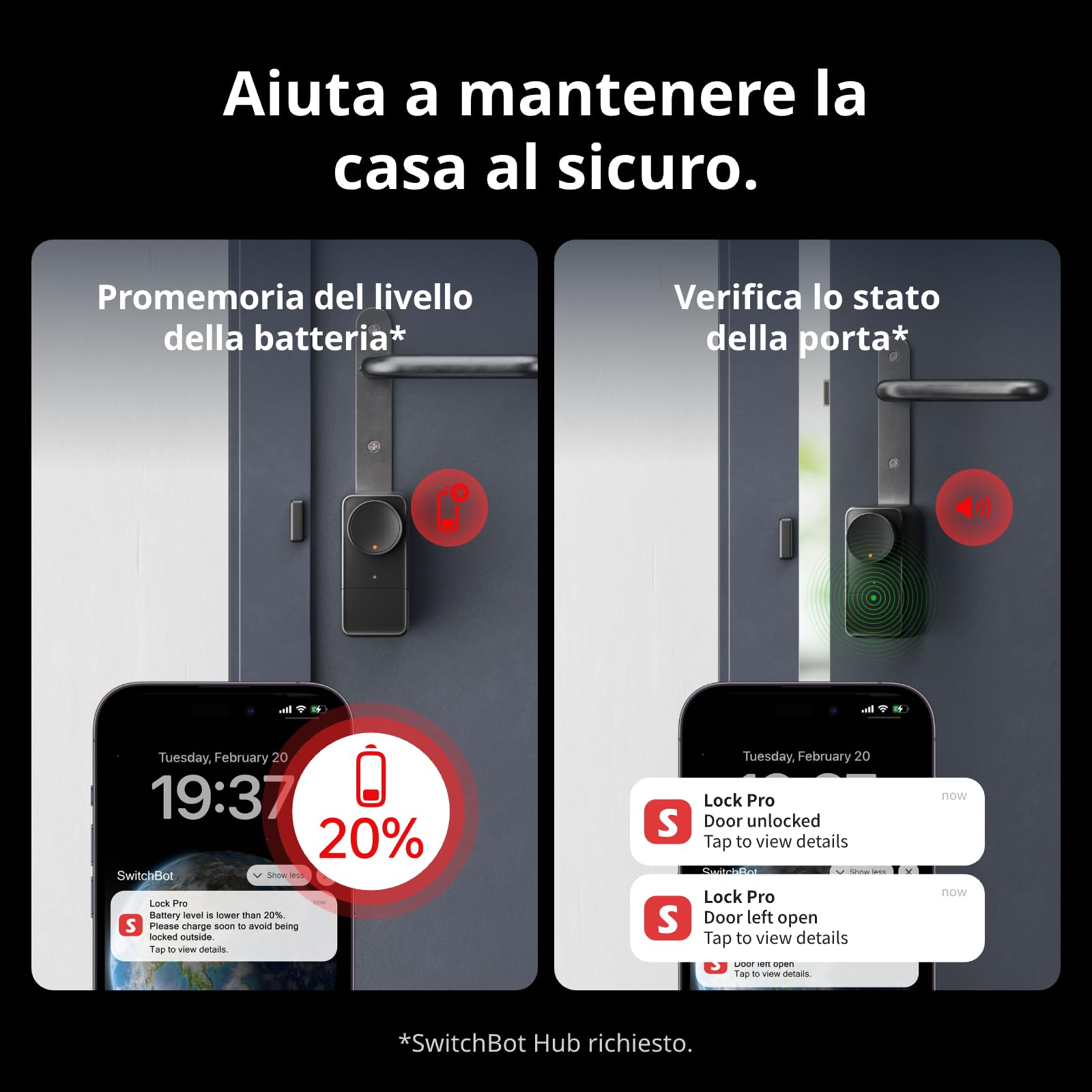 SwitchBot WiFi Smart Lock Pro con Hub Mini, Serratura Senza Chiave, Serratura Elettronica Intelligente Senza Conversione, Supporta la Matter, Alexa, Google, IFTTT