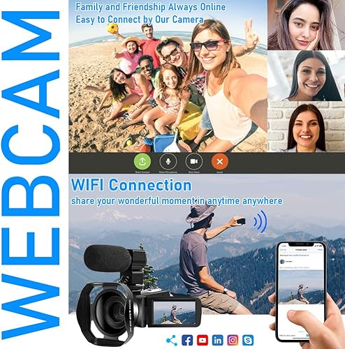 Miniatura 6 de SEREE TECH Videocámara de cámara de video 4K 48MP 60FPS 18X IR visión nocturna Cámara de 30 HD pantalla táctil para YouTube con 2 baterías