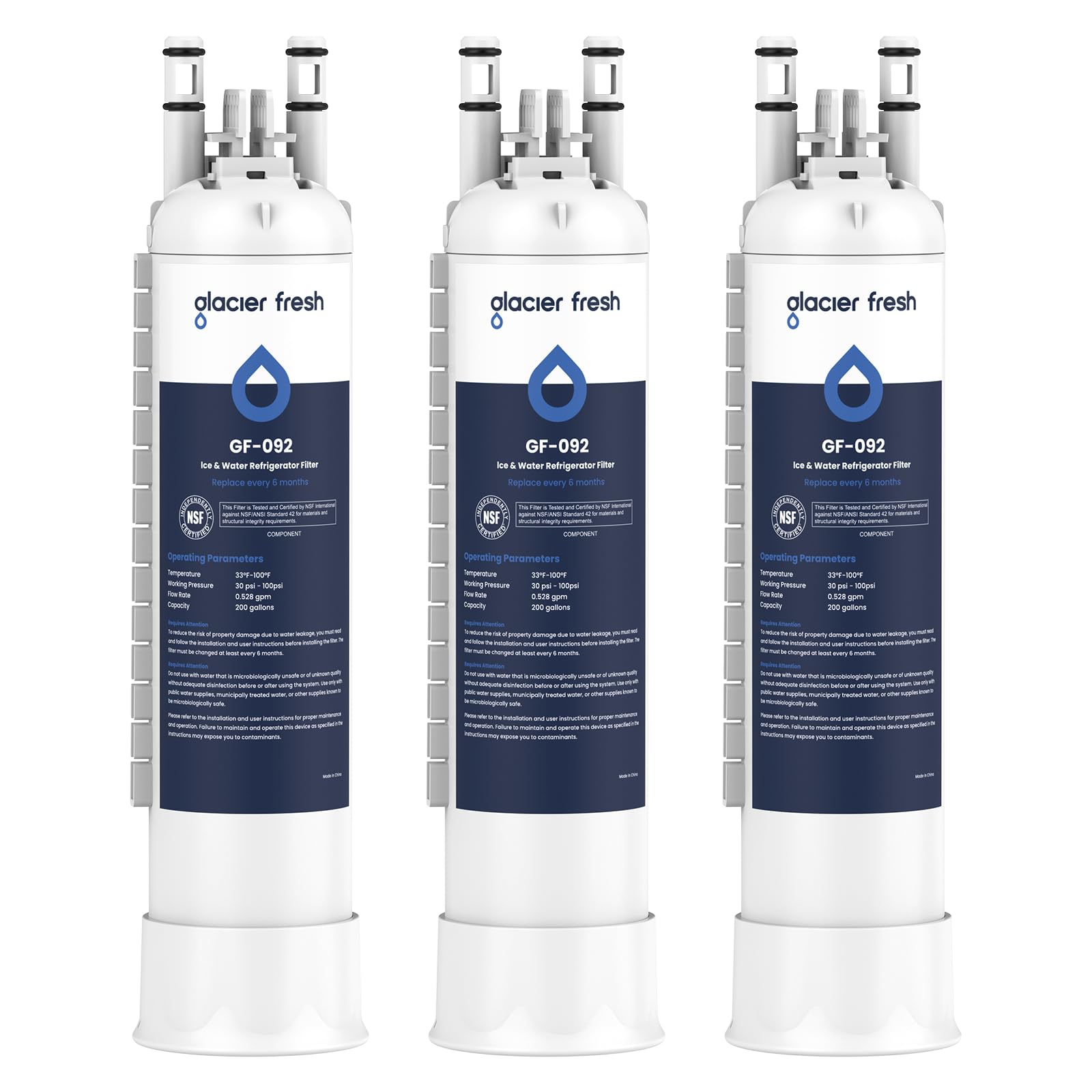 GLACIER FRESH FPPWFU01 Replacement Refrigerator Water Filter (3-Pack)