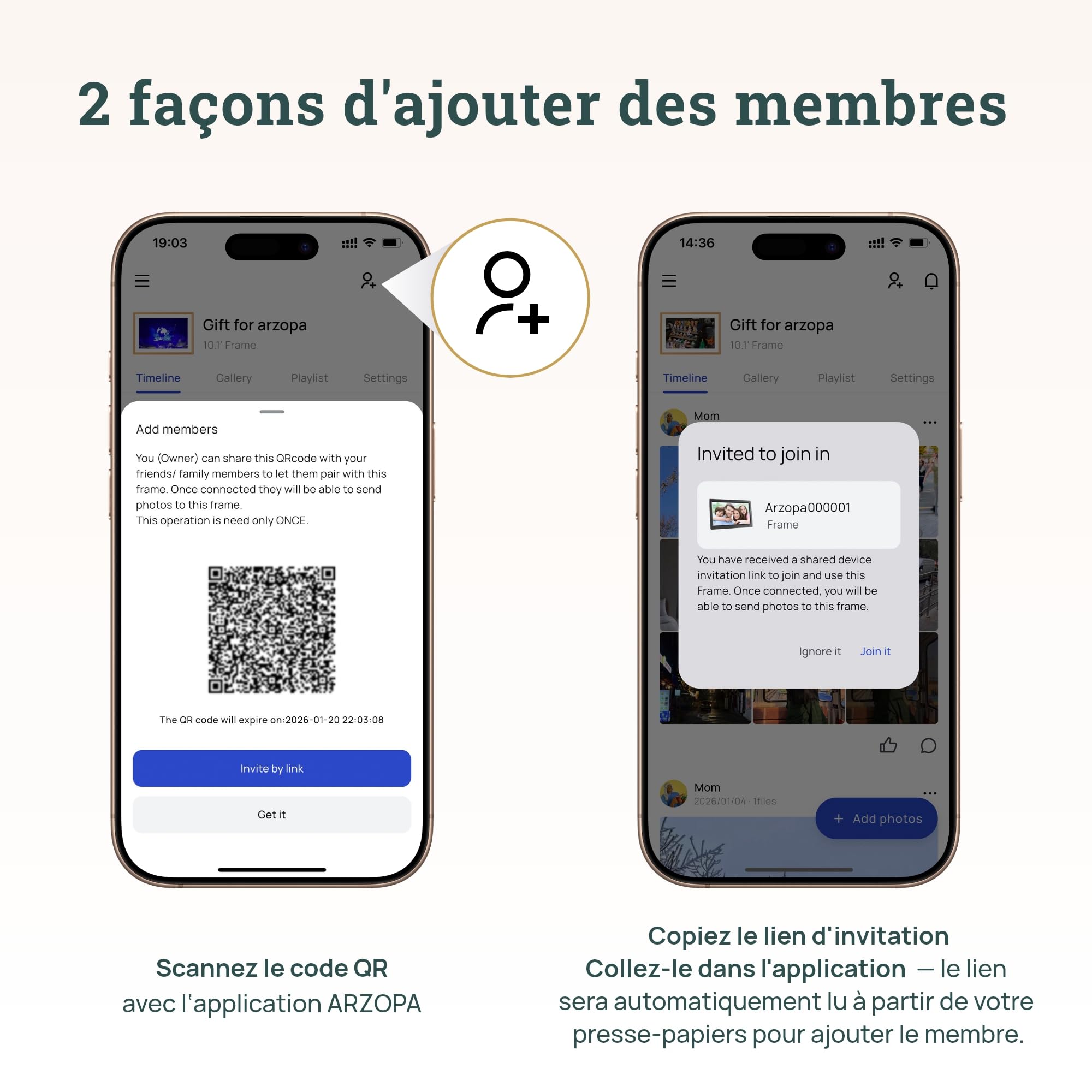 ARZOPA Cadre Photo Numérique Connecté Stockage Cloud Gratuit et Illimité HD Écran Tactile Cadre Numérique Photo en Metal Partager Photos Vidéos Illimitées Cadeau Personnalisé Parfait 10,1" - D10 Gold