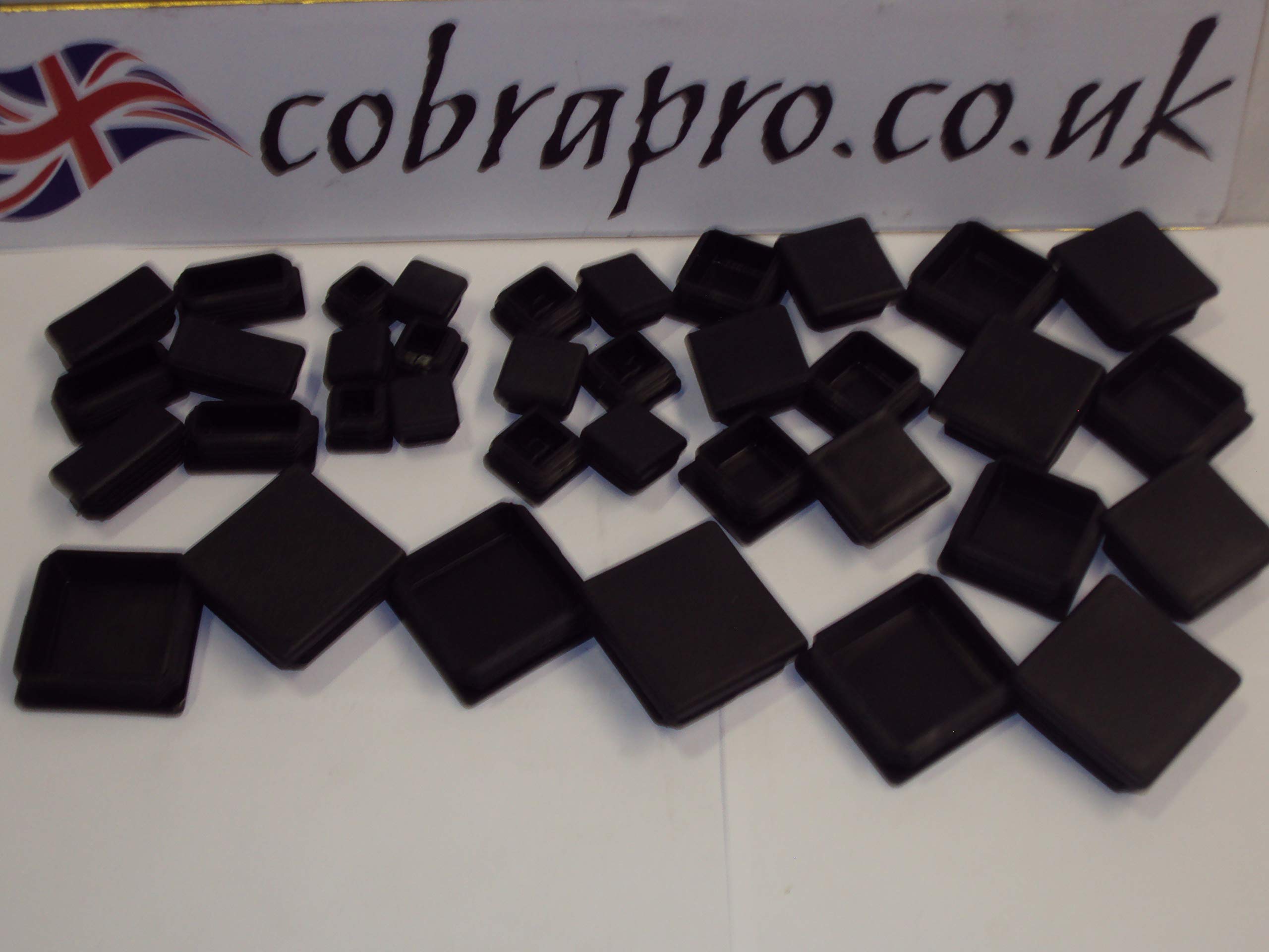 30x30mm Black Plastic Blanking End Caps Inserts Plug Bung Box Section (10)