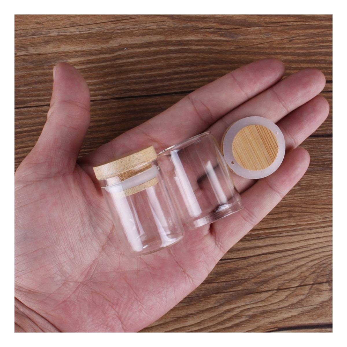 ZHaonan- pequeños tubos de ensayo, 24 piezas de tubos de ensayo de 15 ml 30 * 40 mm, con bambú tapas de vidrio Frascos de vidrio Frascos deseando la botella Bolttes Wish, for la boda hace el regalo ,