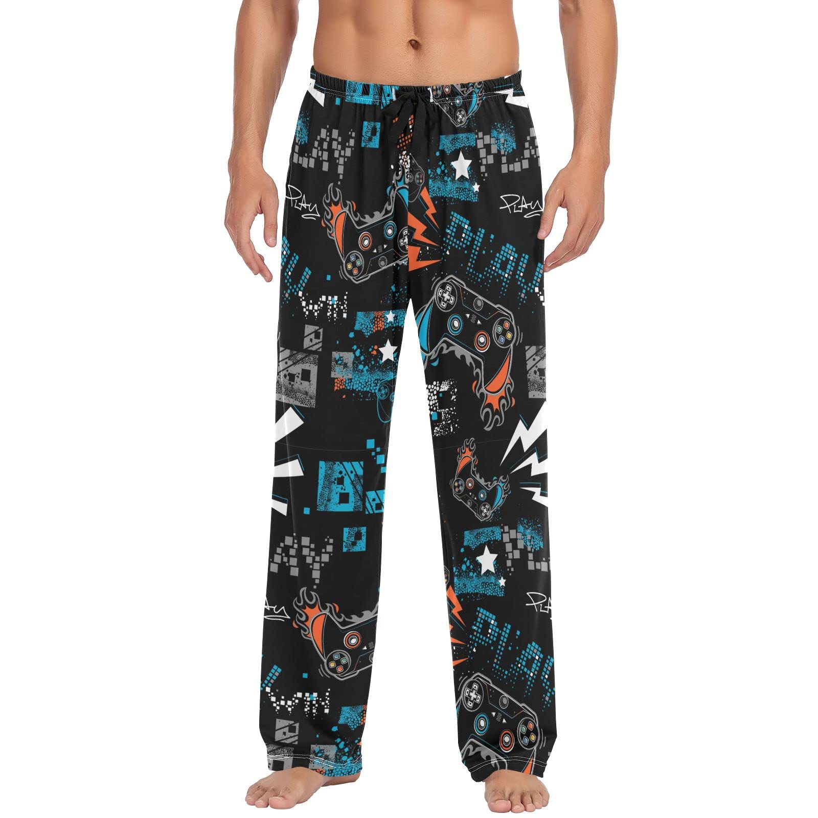 Oudrspo Men's As Pic Anime Game Control Graphic Pajama Pants Lounge Sleepwear Pj Bottoms With Drawstring Pockets