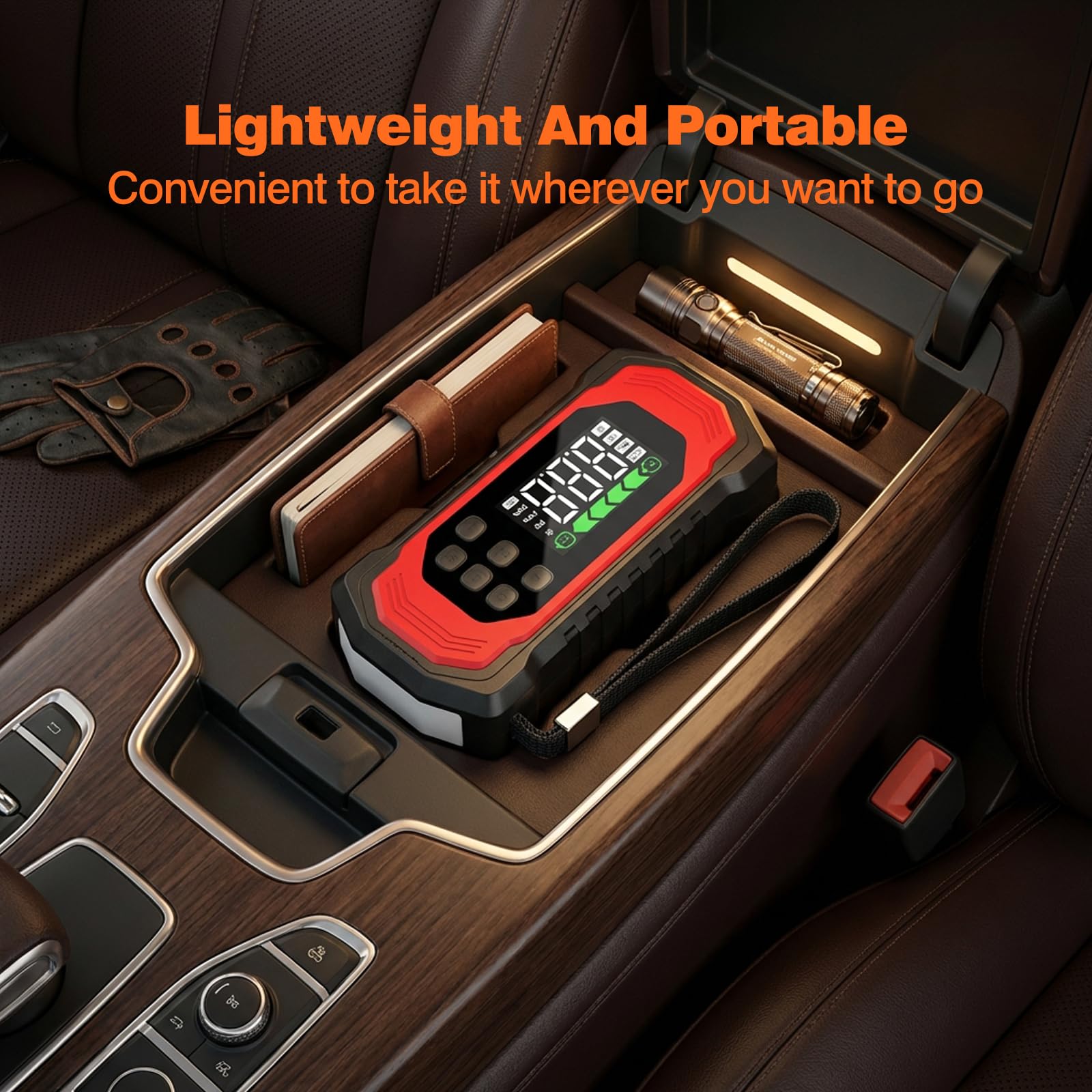9000A Starthilfe Powerbank mit 150PSI Kompressor, 9-in-1 Booster Auto Starthilfe (alle Benzin und 14L Diesel), 12V Jump Starter mit Elektrische Luftpumpe/Vakuumpumpe, 30W Schnellladung