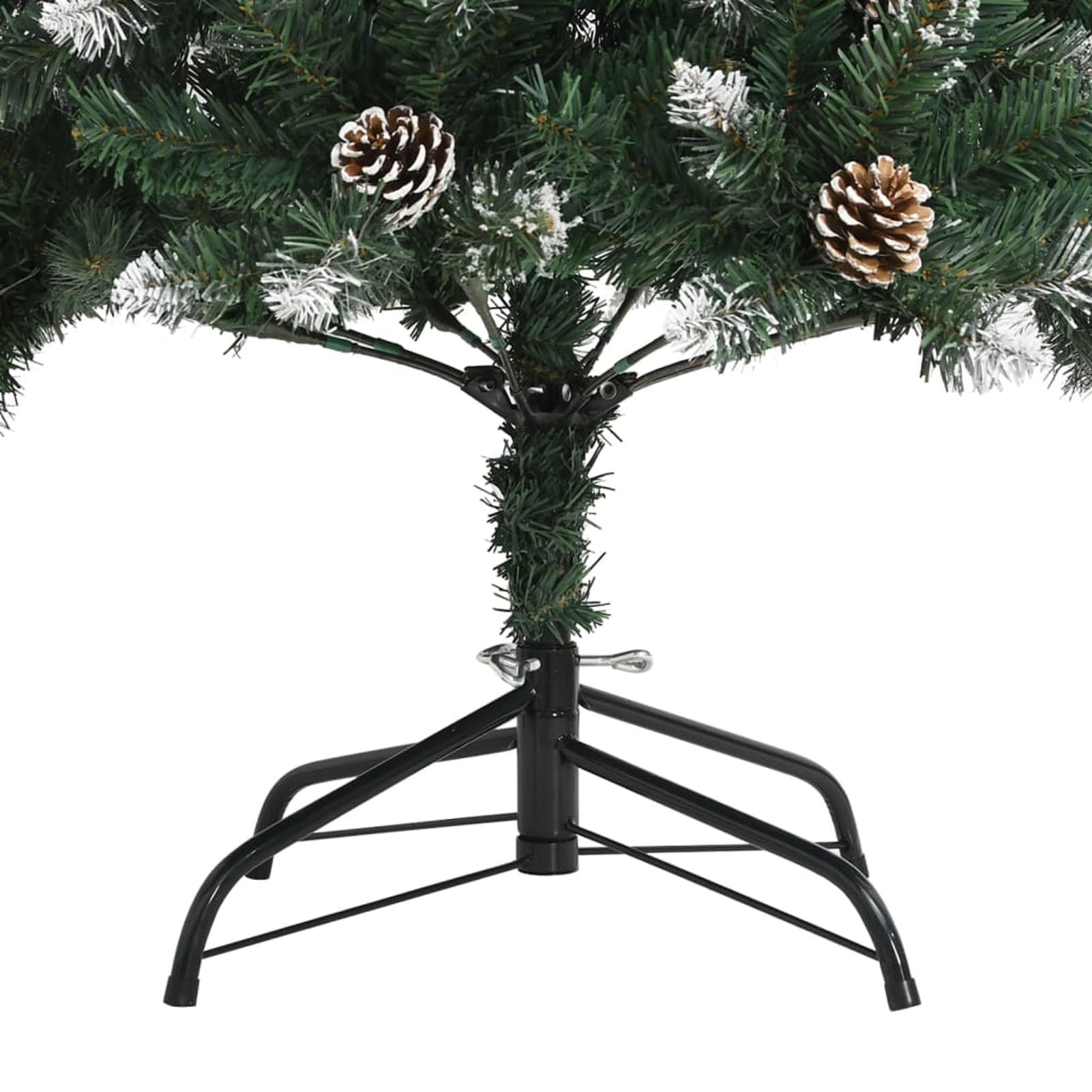 Gecheer-Albero,di Natale,Natalizia,Artificiale,Finto,con Base,in PVC Verde Bianco,con Pigne,Albero Artificiale,Albero Natalizia,120 cm