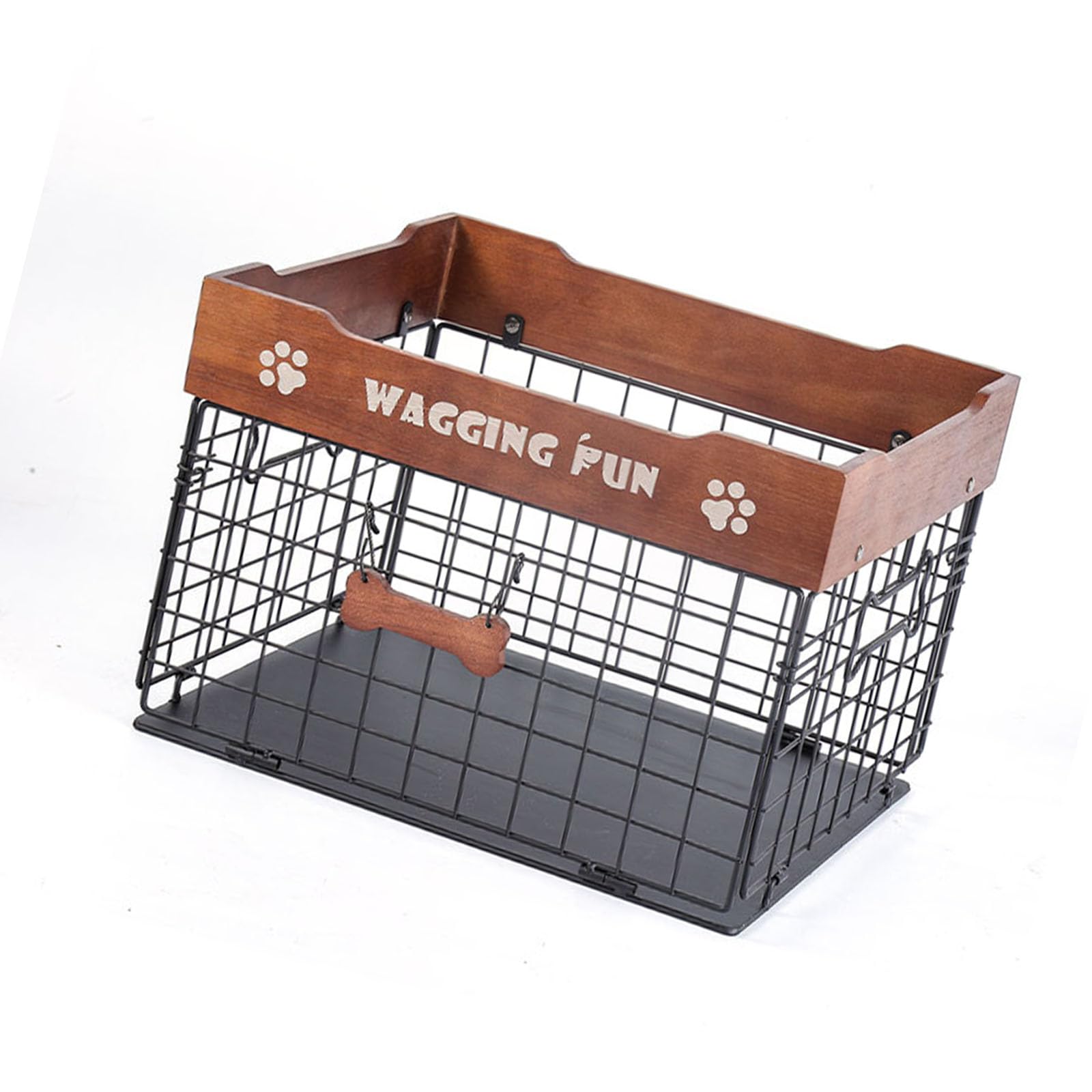 Qusinfc Slanted Opening Metal Dog Accessory Basket for Quick Item Retrieval and Organized Home Space Home Pet Organization