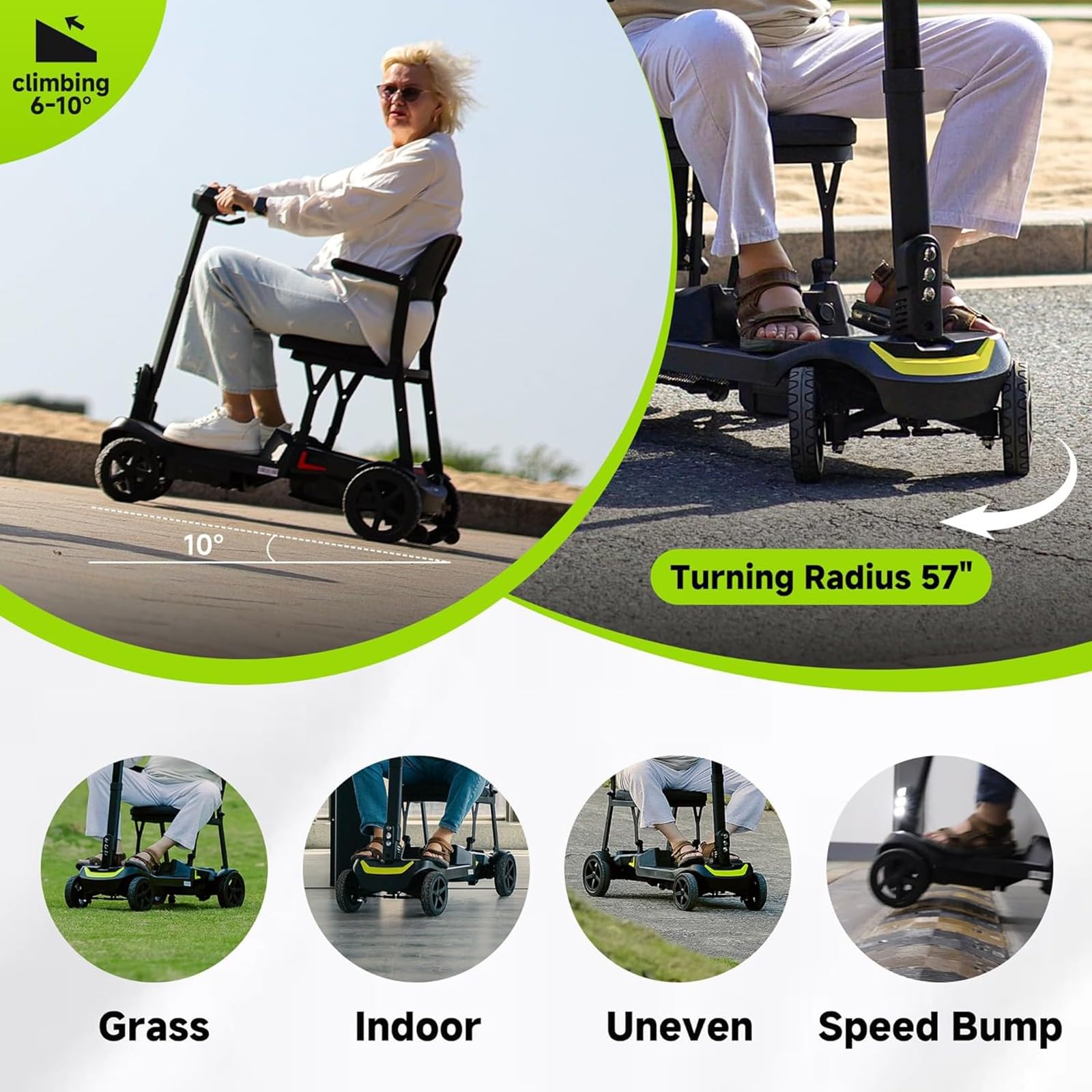 Scooters De Movilidad Para Personas Mayores Y Adultos. Scooters De Movilidad Plegables Con Baterías Extraíbles Duales Con Compartimentos De Almacenamiento Delanteros Y Traseros Silver