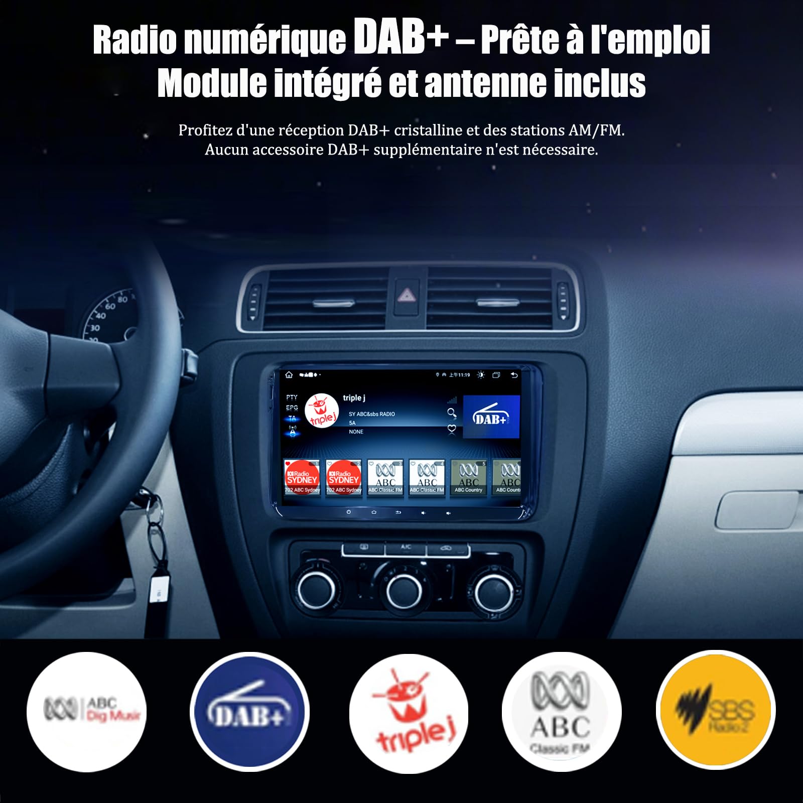 Autoradio per VW Golf 5 6 T5 Polo Sharan Passat Tiguan, [Android 15.0 4GB+64GB 8-core] Autoradio CAWELL doppio DIN con 4G/navigazione/Bluetooth/RDS/USB/FM/SD/RCA/CarPlay