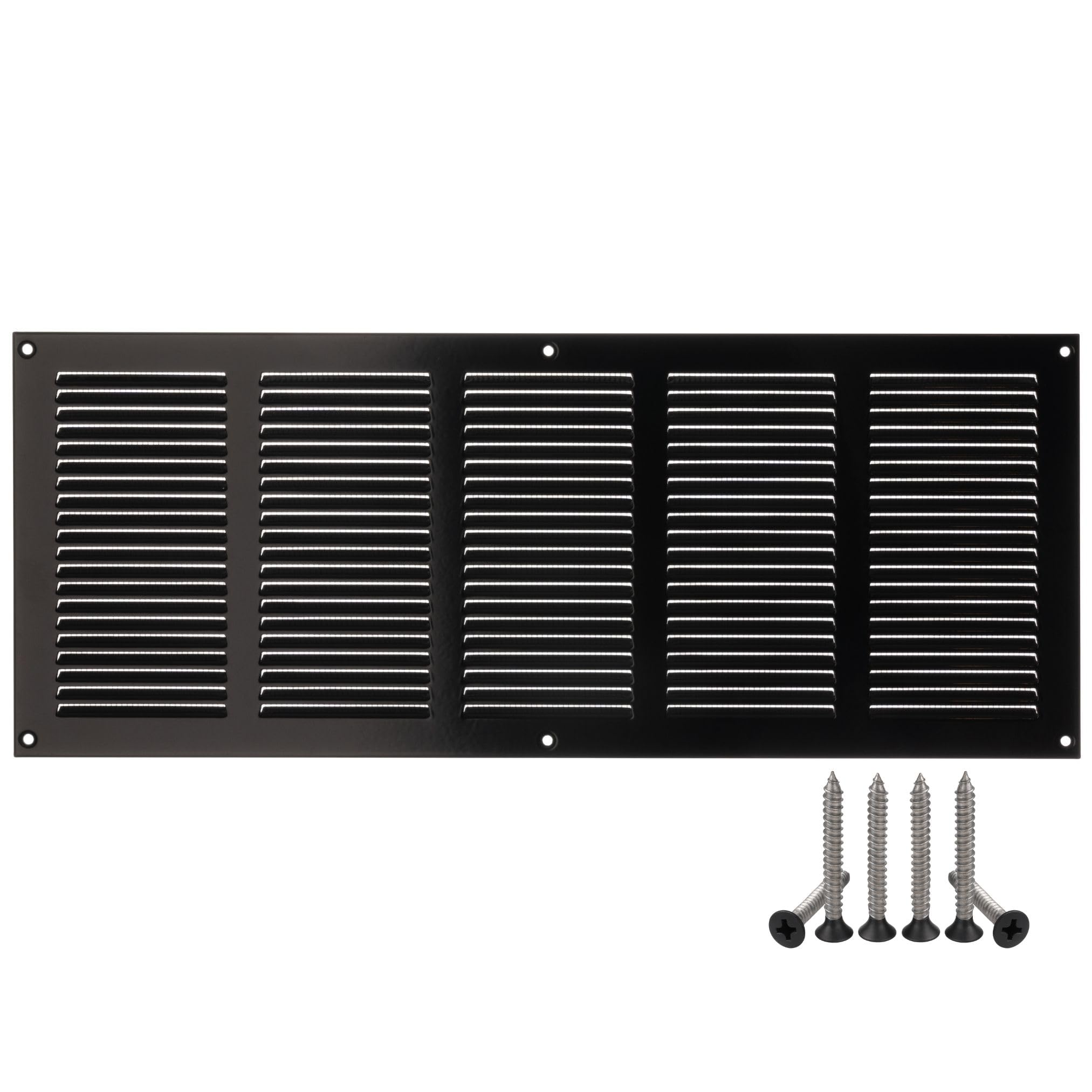 LIRAST 500x200mm Vent Cover Black - 20x8 inch Wall Vent Cover with Insect Mesh - Ceiling Soffit Vents - External Vent Cover - Metal Ventilation Grilles - Air Vent Covers for Walls