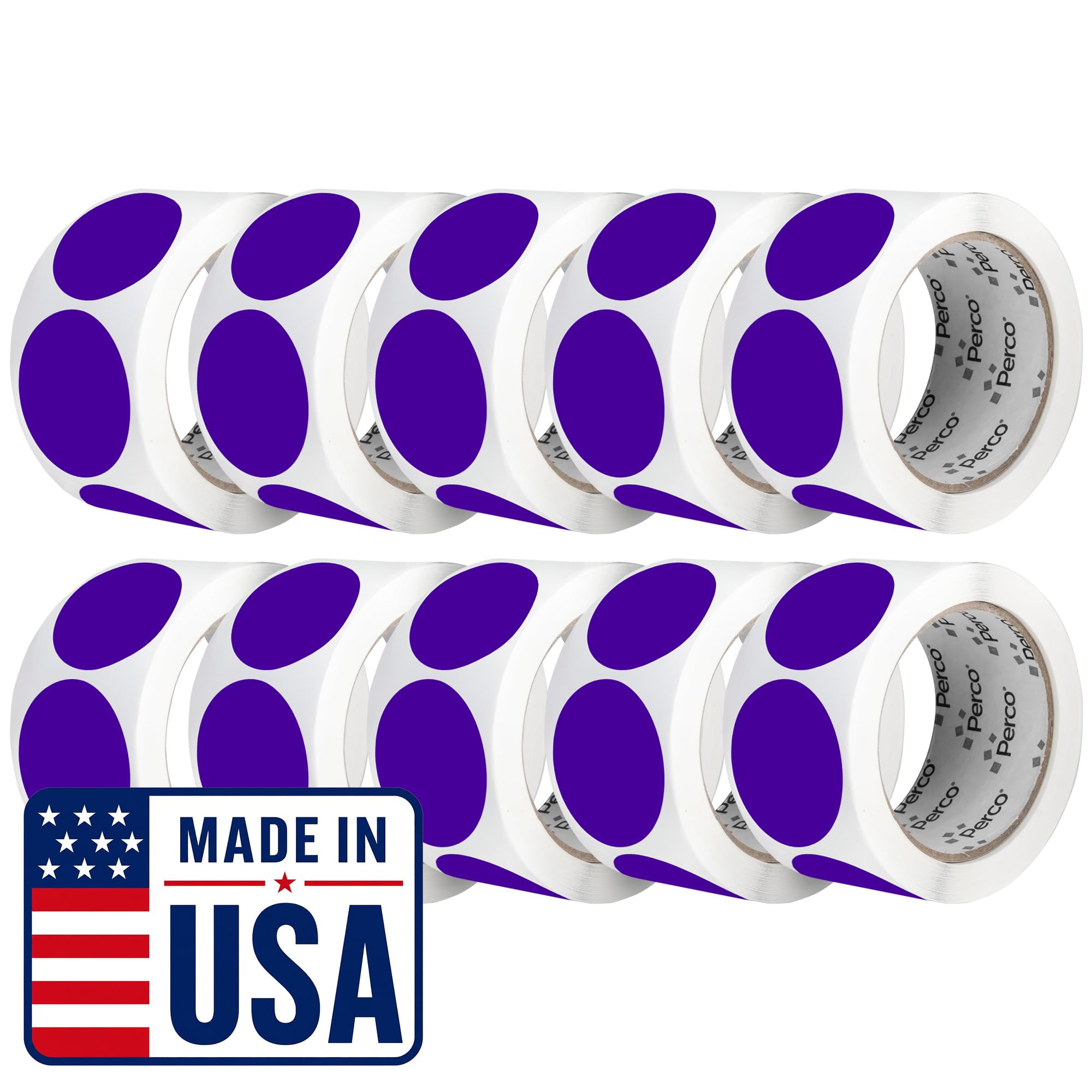 Perco Purple Perforated Round Circle Dot Sticker 2-Inch Labels — 10 Rolls, 5,000 Stickers - Creative Branding, Category Labels &amp; Themed Packaging - Made in USA
