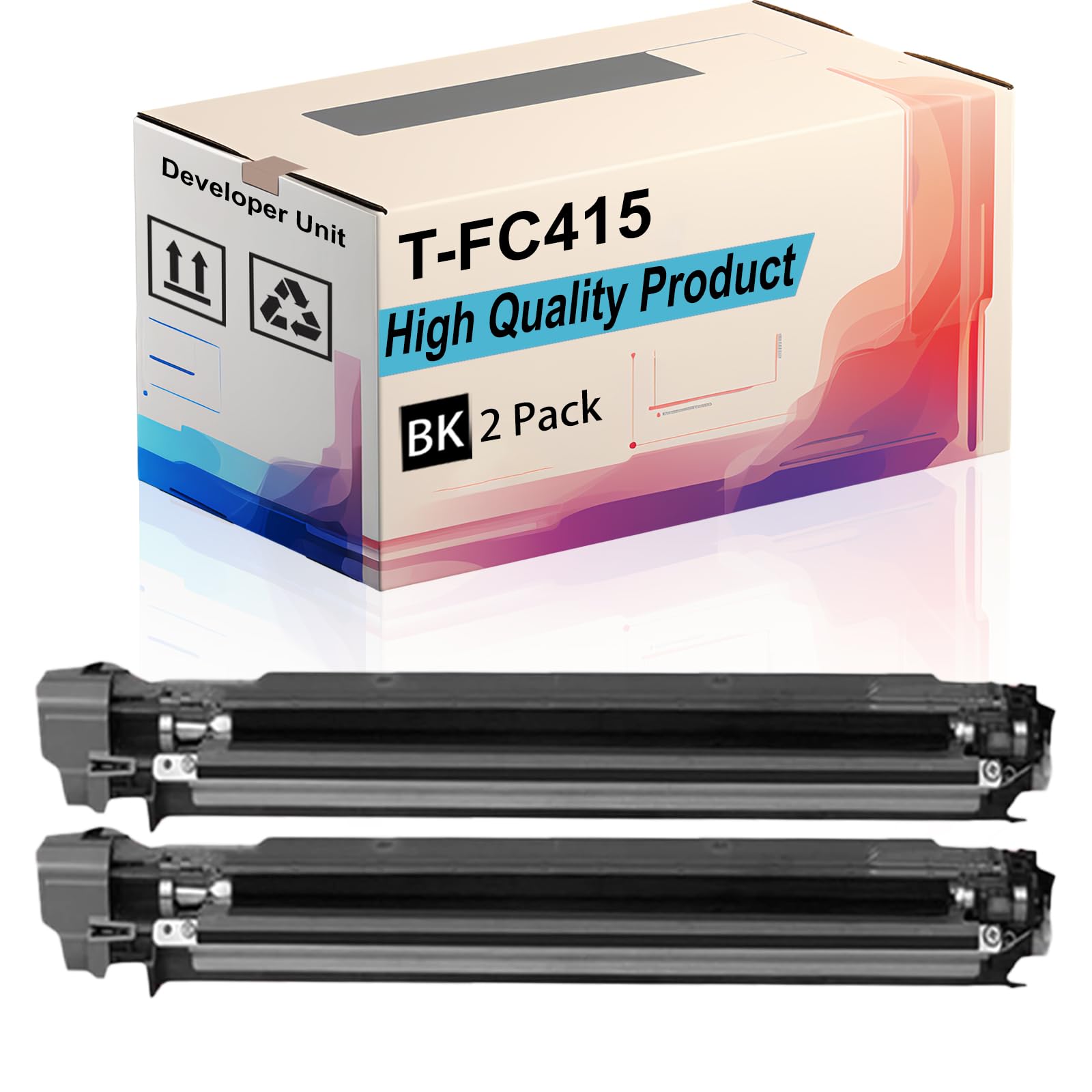 T-FC415 Developer Unit Compatible for Toshiba E-Studio 2515AC 3015AC 3515AC 4515AC 5015AC Printers, High Yield 120000 Pages, Print More Pages (2 Pack Black)