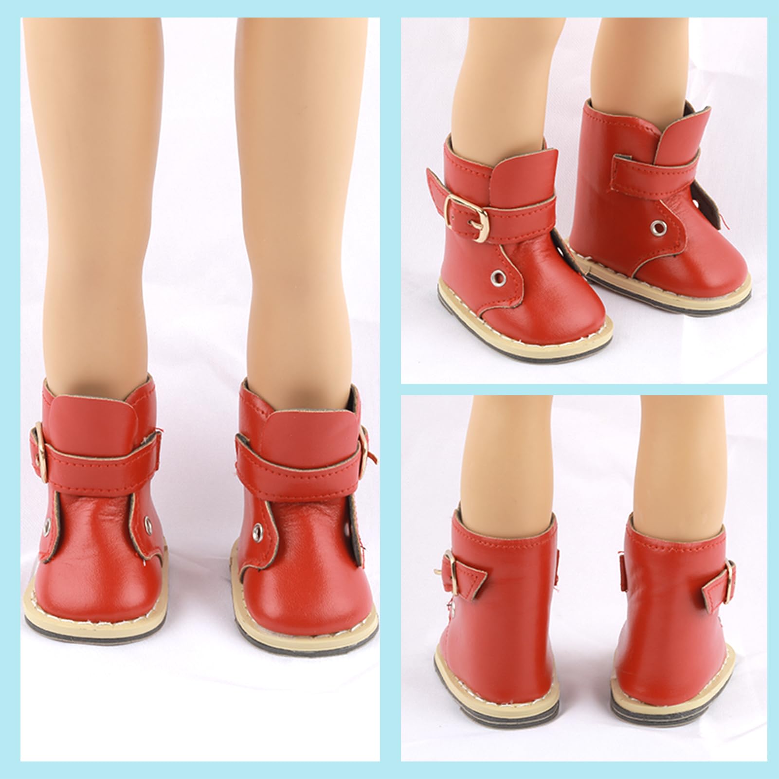 Zapatos de muñeca de 18 pulgadas – 5 pares de diferentes tipos (botas/patines/sandalias/zuecos) + 2 pares de calcetines rosa/blanco de 18 pulgadas accesorios para muñecas de 18 pulgadas, accesorios de 4