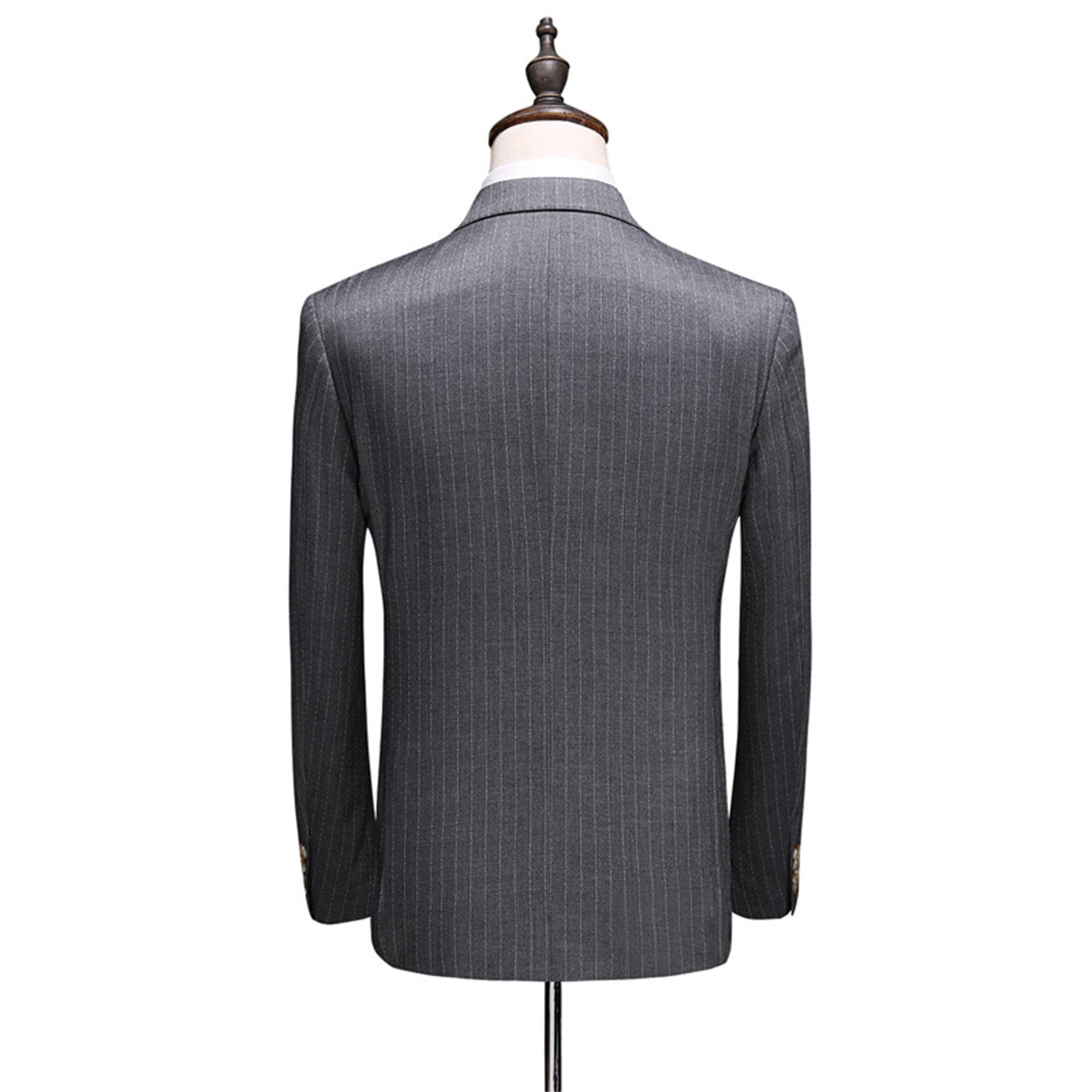 Abito da uomo doppiopetto gessato 2 pezzi slim fit vintage gessato smoking per sposo matrimonio ballo