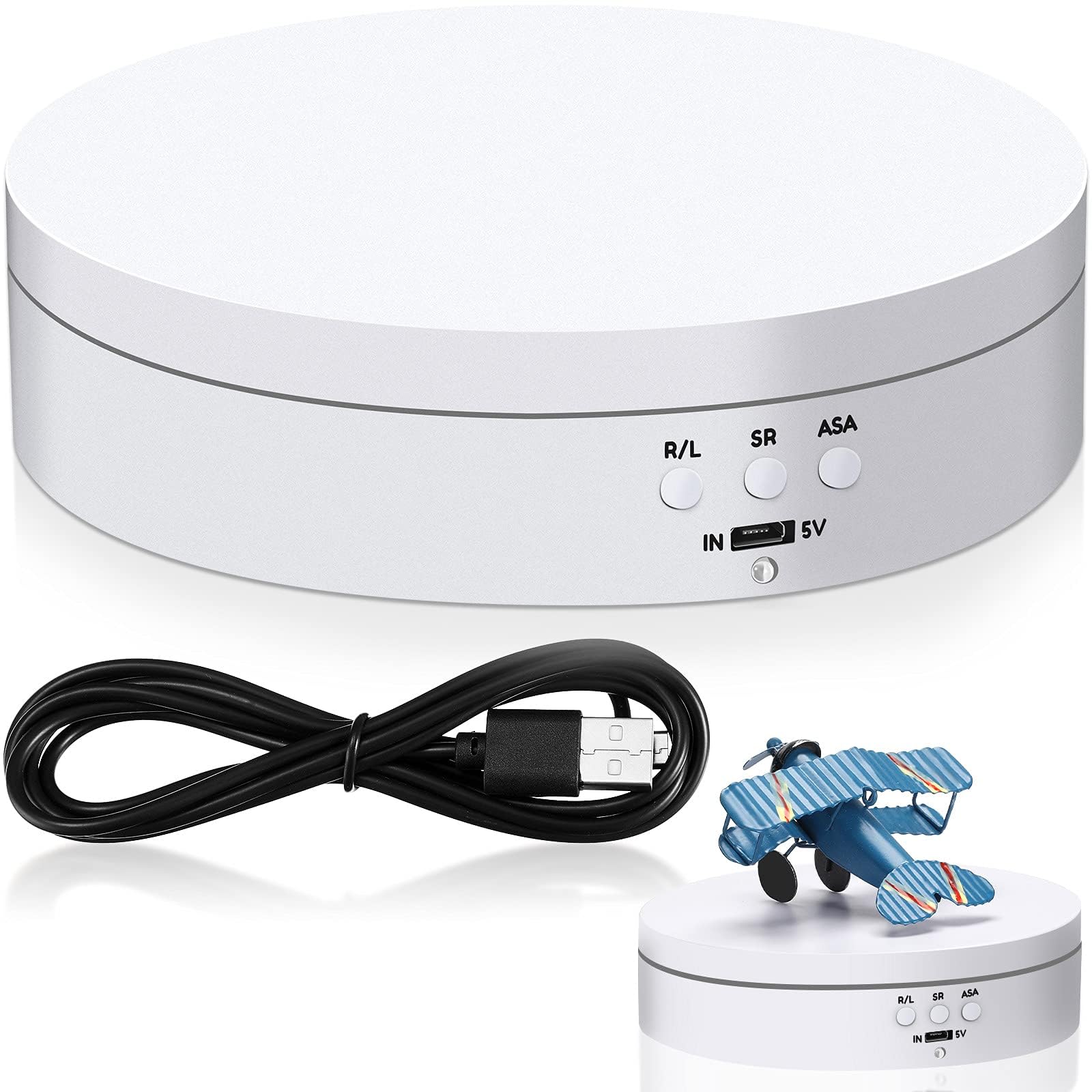 Rotating Display Stand,Photography Props 360 Degree Motorized Turntable Show Case for Cake Wine Bottles Cosmetics Photography Products Shows Jewelry (White)