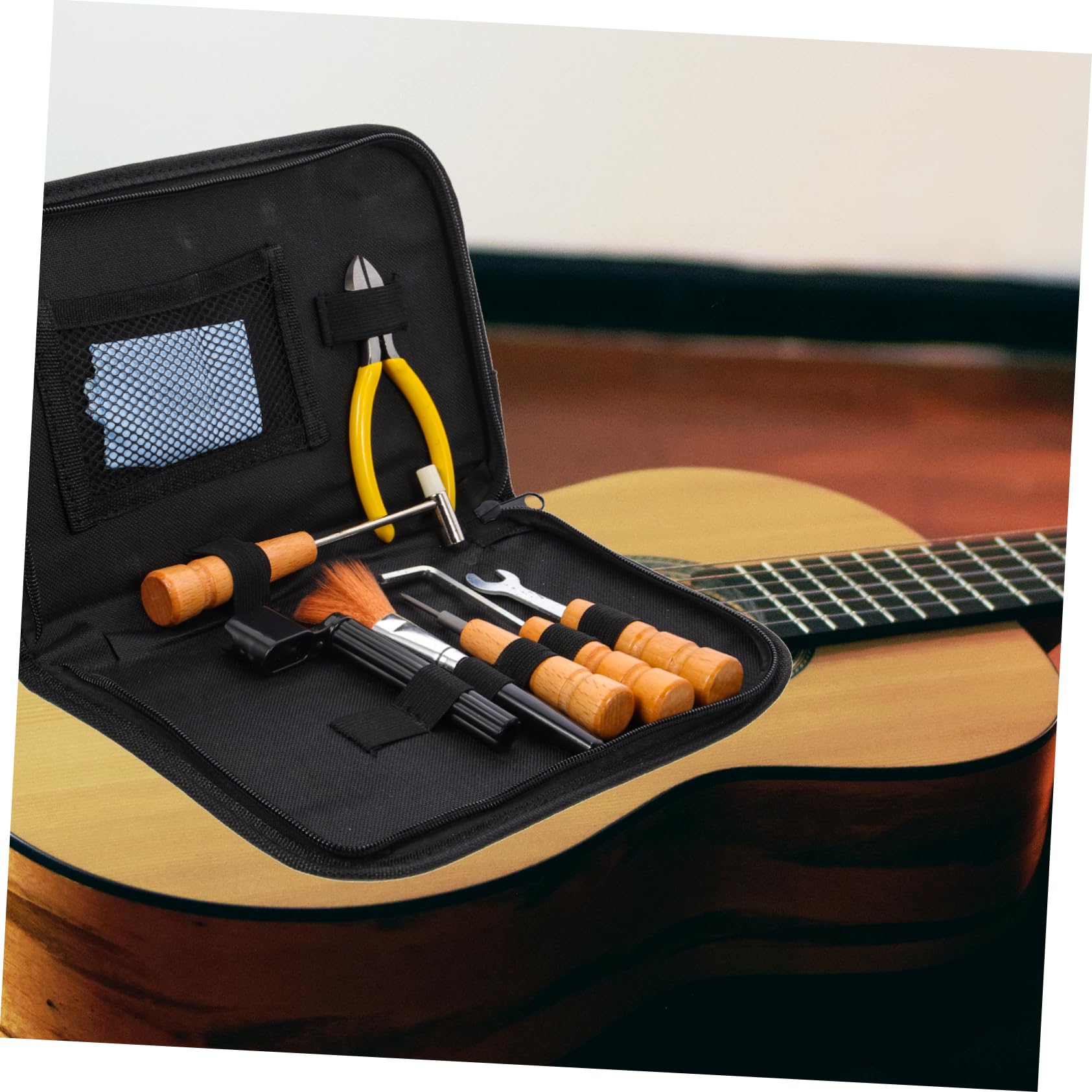 TOYANDONA 1 Juego De Herramientas De Reparación De Guitarra Kit De Limpieza De Guitarra Soporte Para Lima De Trastes De Guitarra Caja De Herramientas Púas De Guitarra Kit De Guitarra