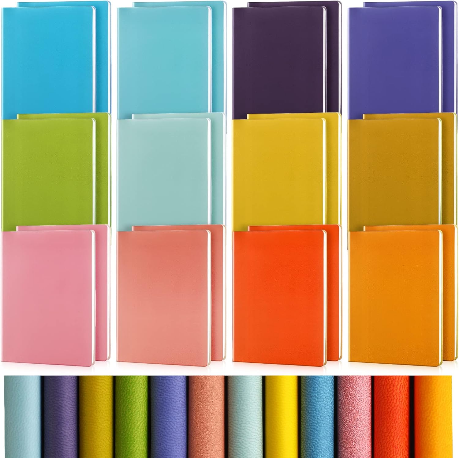 Seajan 24 Pcs PU Leather Journals Notebook Bulk Colorful