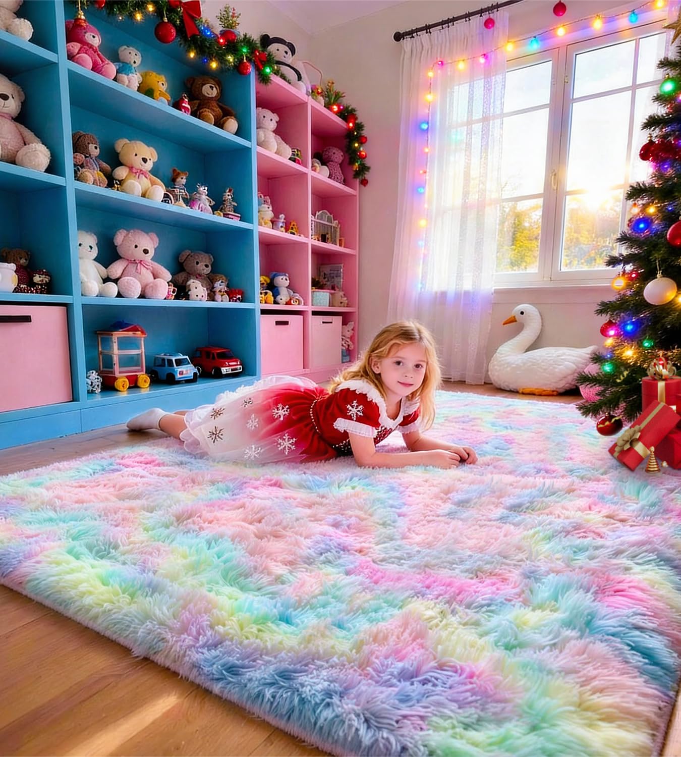 ROHATIM Hochflor Teppich Wohnzimmer Super weich Shaggy Teppich Flauschiger,Soft Area Rug Schlafzimmer Teppiche Super weich Fluffy Kindermatte