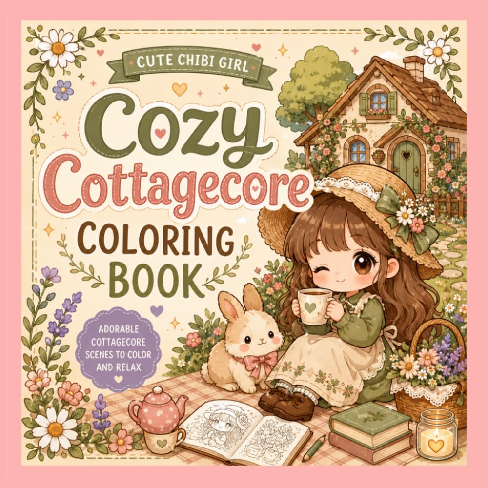 Cute Chibi Girl Cozy Cottagecore Coloring Book: Relax and Unwind with Adorable Chibi Cottagecore Illustrations