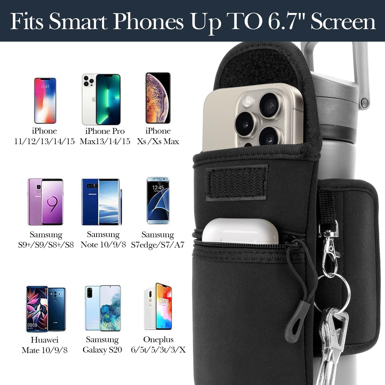 Linkidea Magnetic Water Bottle Sleeve Pouch Compatible with YETI Rambler Bottle 18oz/20oz/24oz/32oz, Hydro Flask Wide Mouth - Image 4