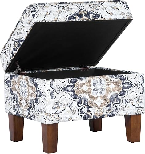 Miniatura 153 de Spatial Order Decoración del hogar | Otomana tapizada mediana rectangular de almacenamiento | Otomana con tapa con bisagras con almacenamiento para