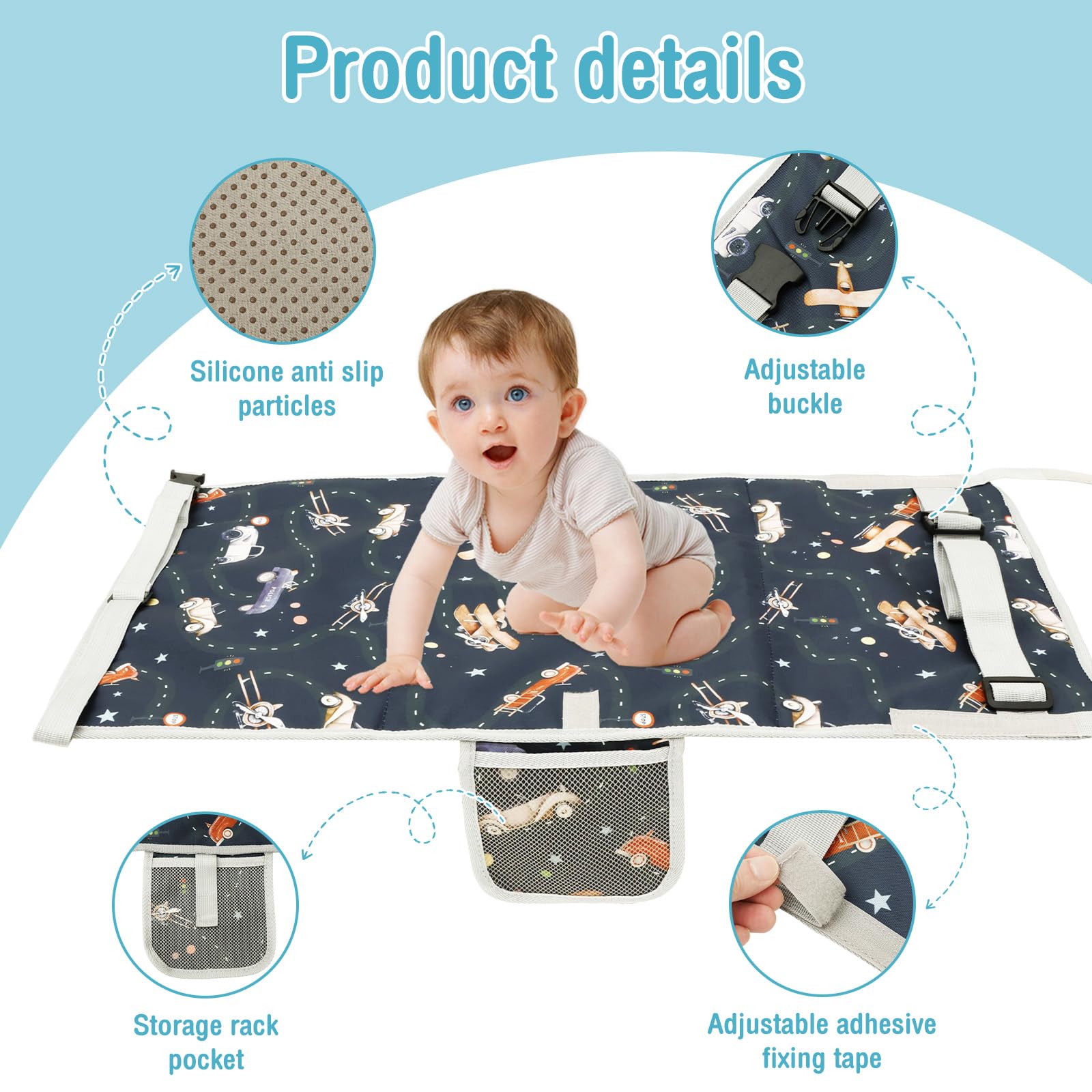 GWCYMYD Toddler Airplane Seat Extender, Oxford Cloth Flyaway Kids Bed with Pocket, Portable Toddler Aeroplane Bed - Image 3