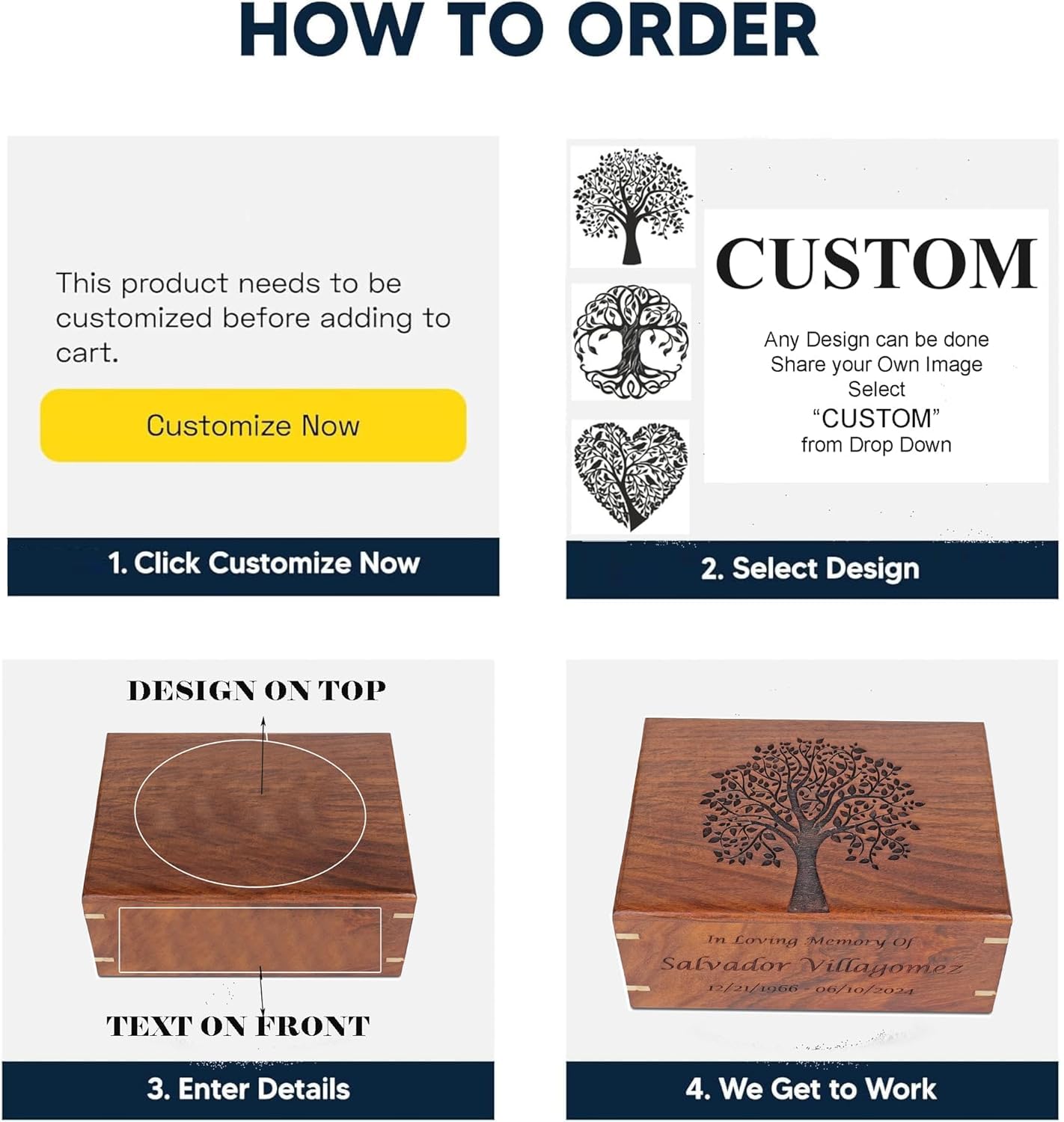 Personalized Rosewood Urn For Human Ashes | Cremation Funeral Urn