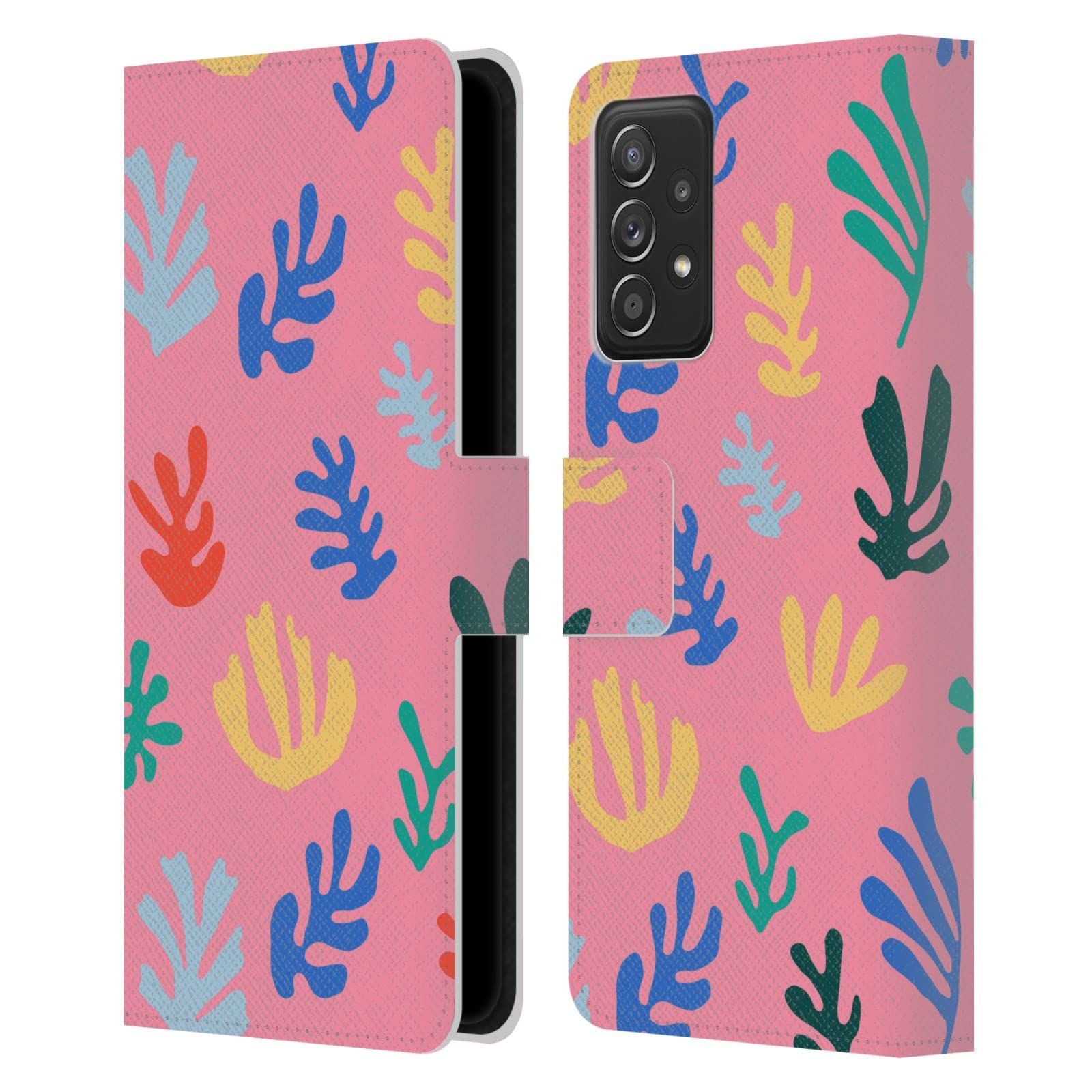 Carcasa de cuero tipo libro para Galaxy A52 con soporte multimedia y ranuras 7