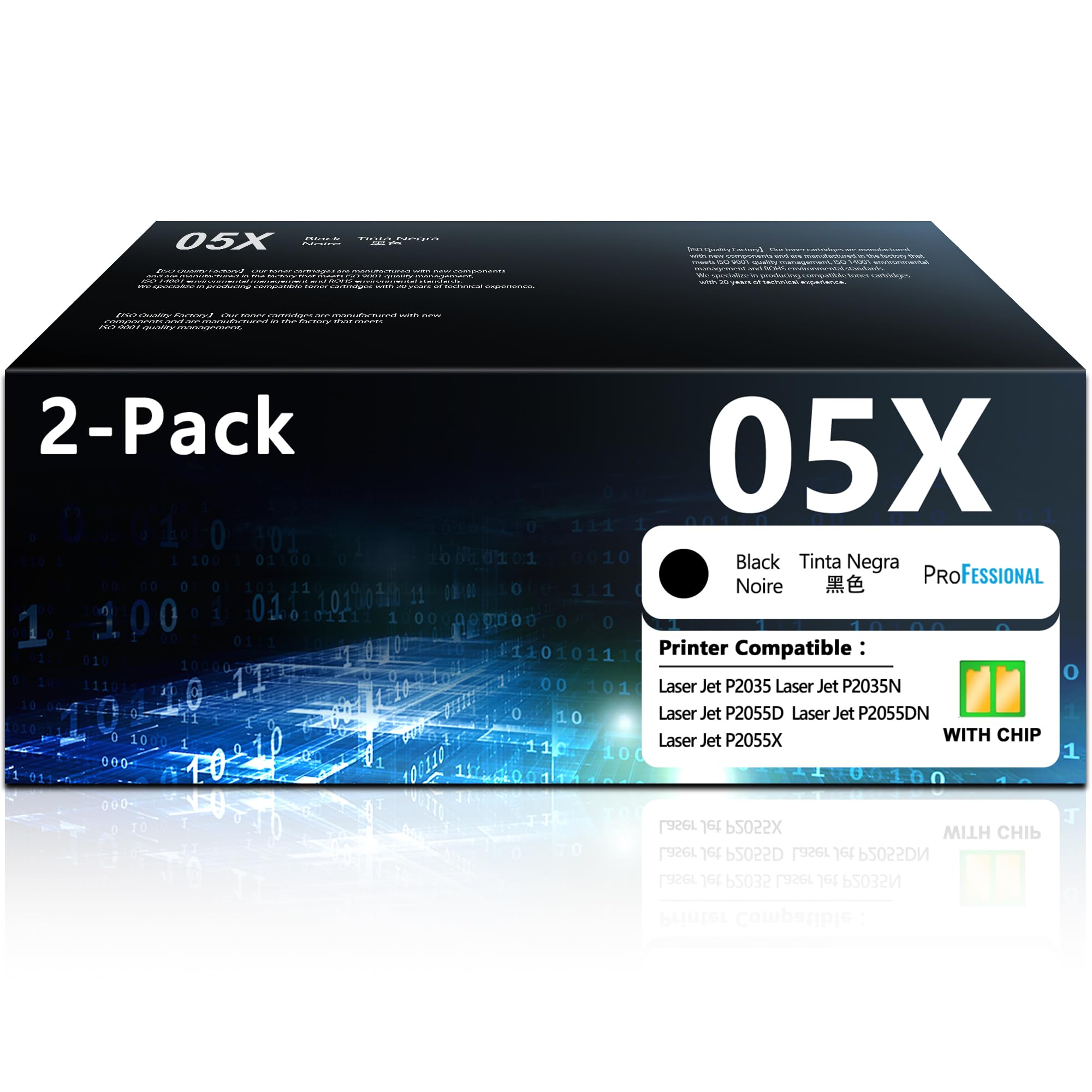Photo 1 of 05X CE505X Toner Cartridges Black 2 Pack High Yield 05X Replacement for HP 05X CE505X Black Toner Cartridges Compatible with HP Laser Jet P2035 P2035n P2055d P2055dn P2055x Printers Ink 05X (2-Pack)