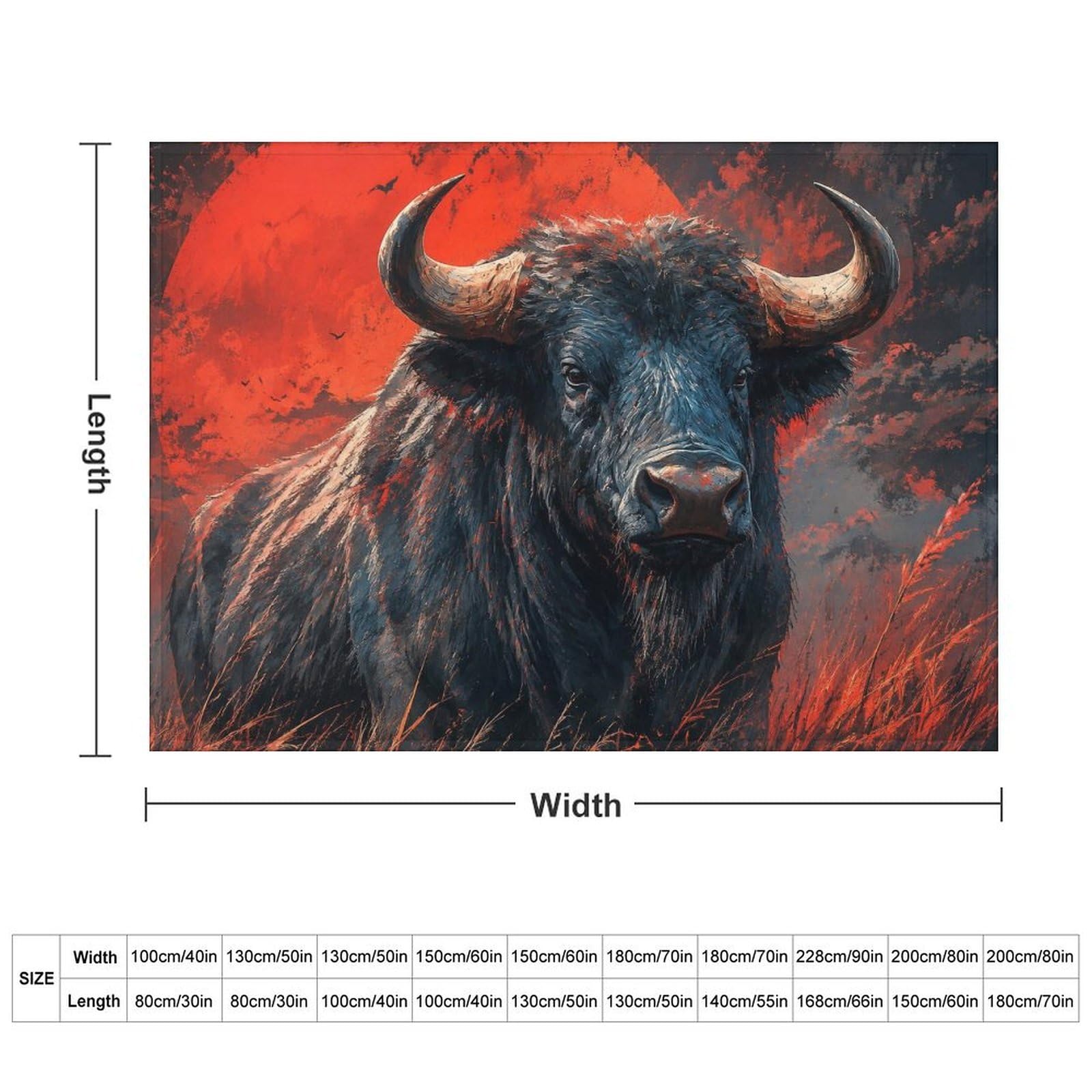 Dramatic Buffalo Portrait with Red Accents Kuscheldecke für Zuhause