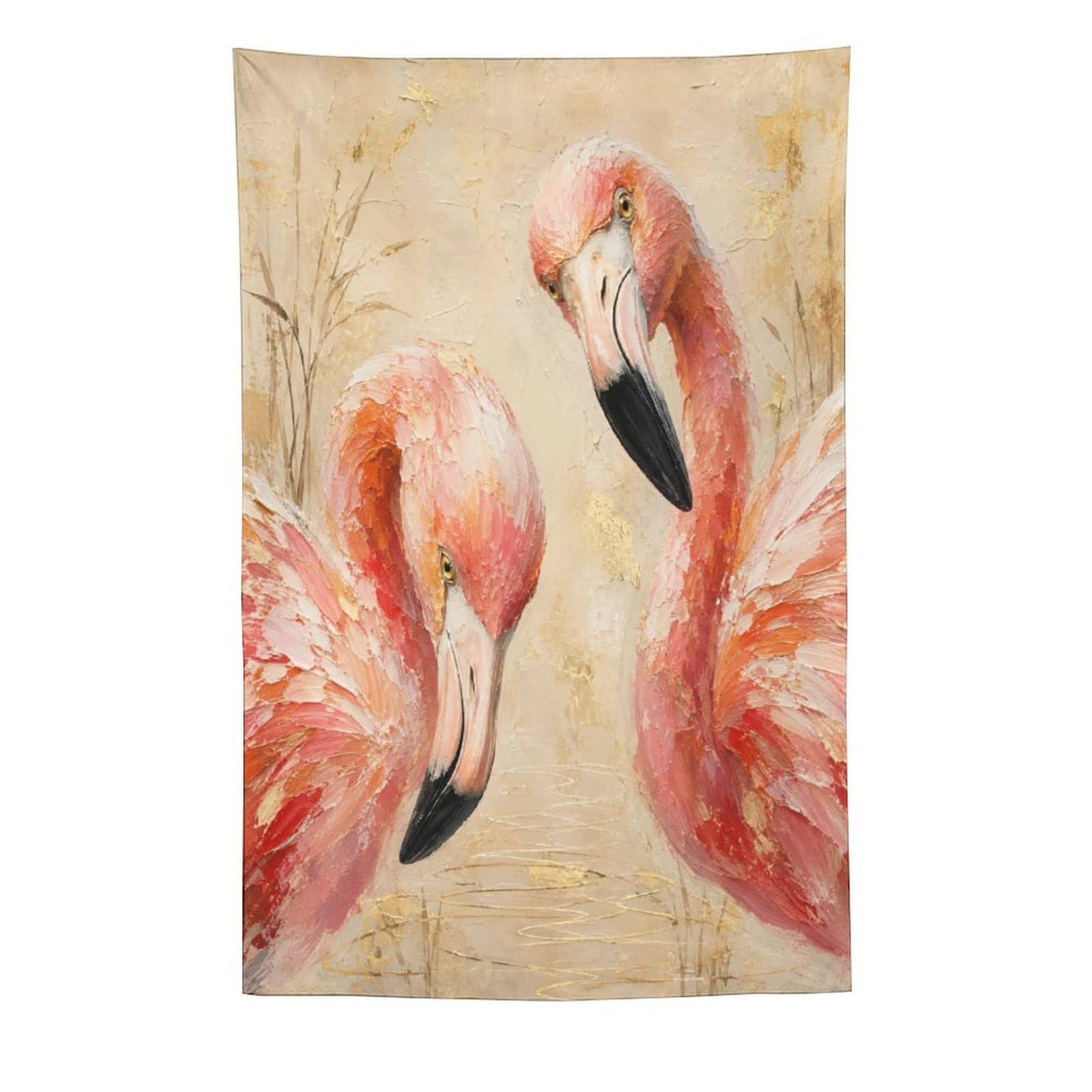 H3B8U2Y5 Pink Flamingos Wall Tapestry, Oil Painting, Elegant Neck Curve