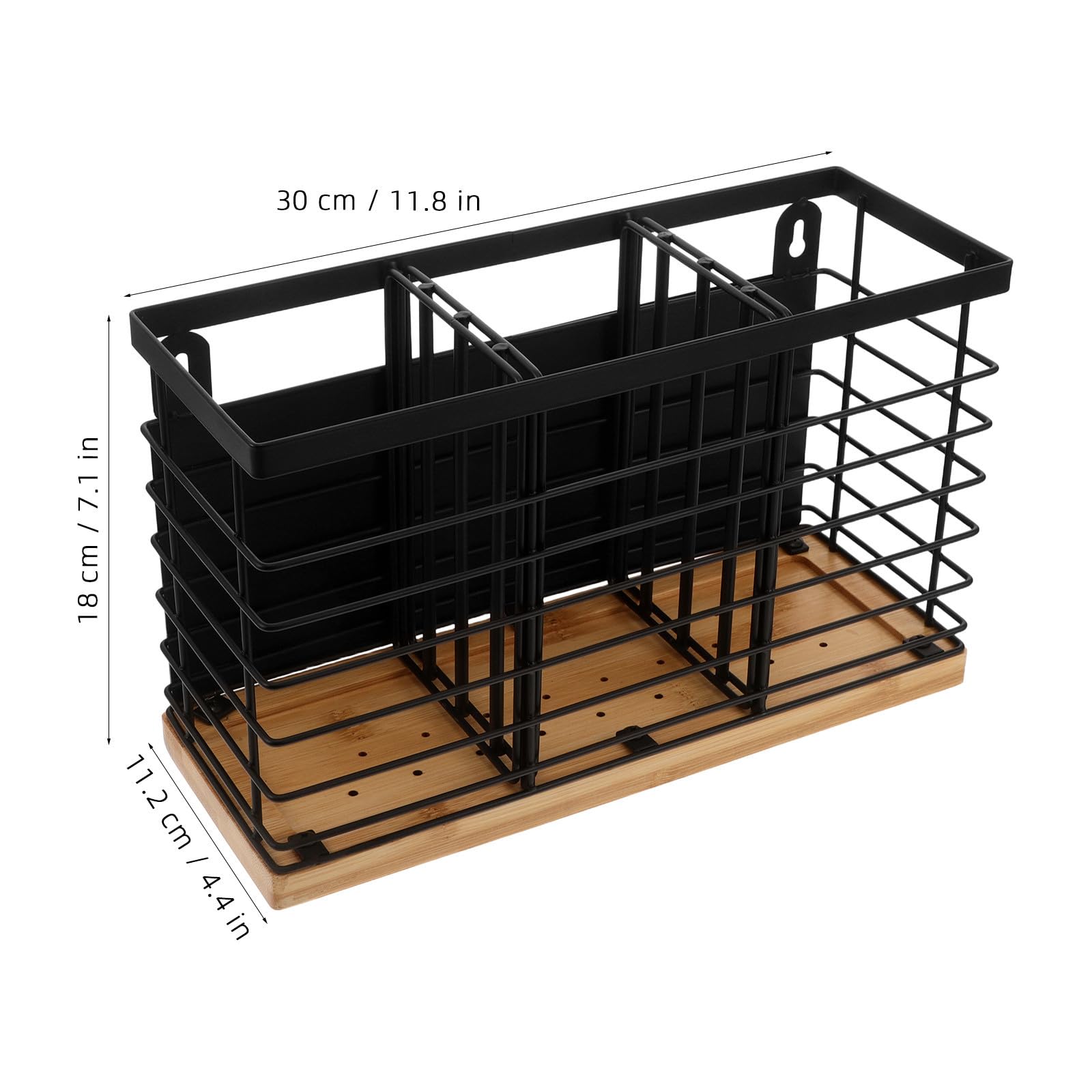 SHINEOFI Porte-couverts Magnétique Noir en Fer et Bois, 3 Compartiments
