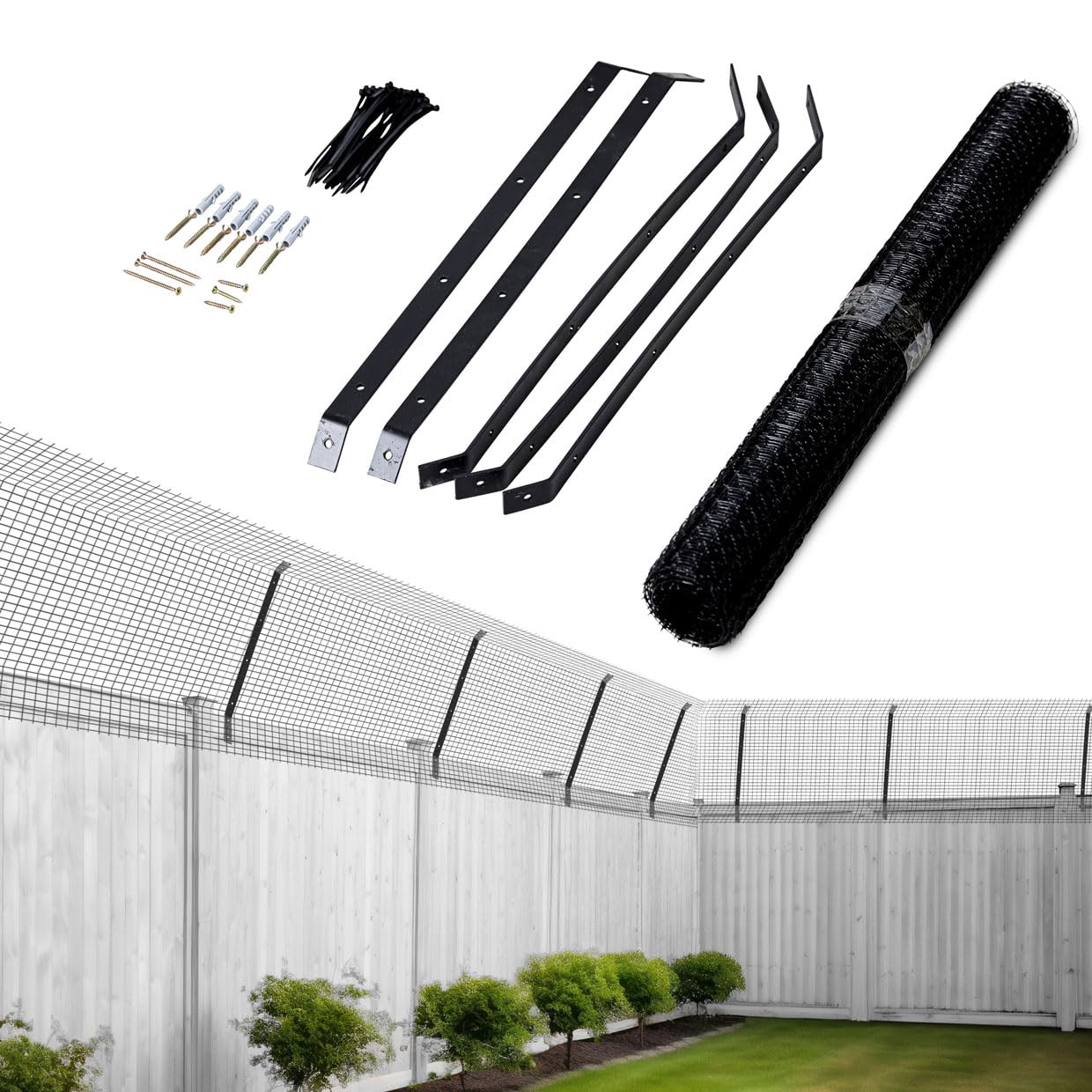 Misc Home Green Silver Cat Proof Fence Anti-Climb Barrier – Secure Outdoor Catio Enclosure Kit, Weatherproof Garden Mesh Fencing For Cat Safety & Protection (45 Meter Kit)