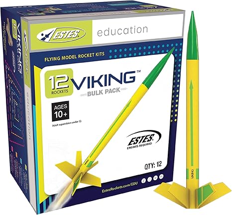 Estes 1755 Bulk Pack of 12 Viking Rocket-Building Kits, Intermediate Flying-Rocket-Model Kits for Ages 10+, Classroom Science Experiments