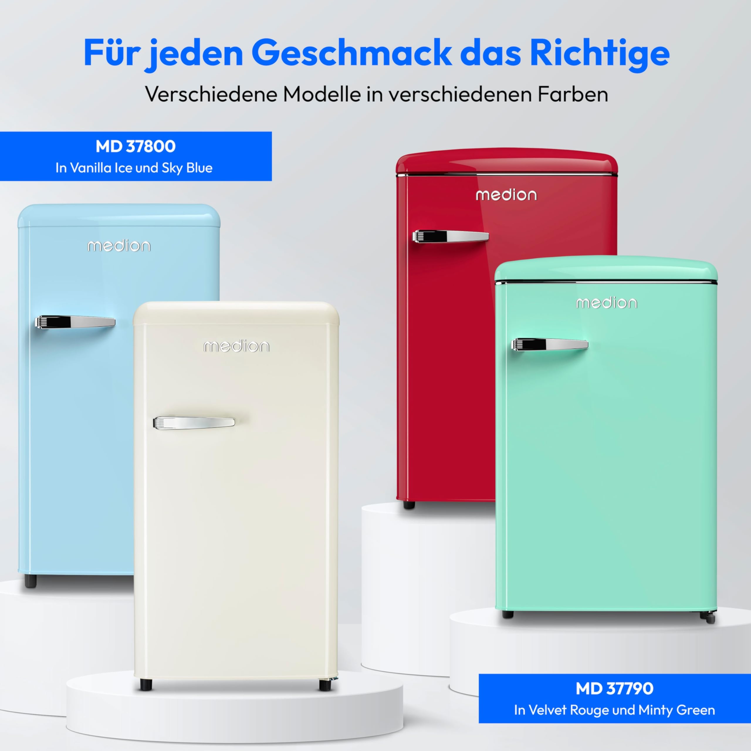MEDION Retro Kühlschrank 91 Liter 91cm Höhe freistehend cream MD37800