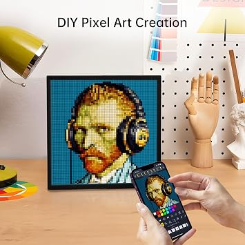 Divoom Pixoo WiFi Pixel Cloud Digital Frame with APP Control,64 X 64 LED Panel Display Frame for Gaming Room Decoration/Social Media Fans Counter